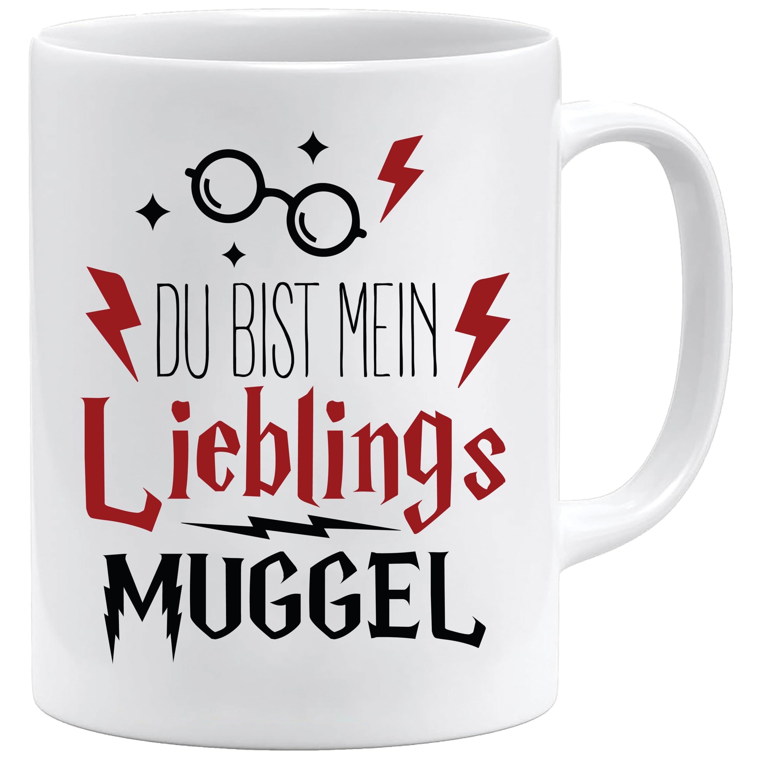 Jungle Mug Caneca de presente divertida com frase | Du bist mein lieblings Mugggel | ideia de presente | ideia de presente para amigo (Teddy, caneca e conjunto de porta-copos (amarelo))