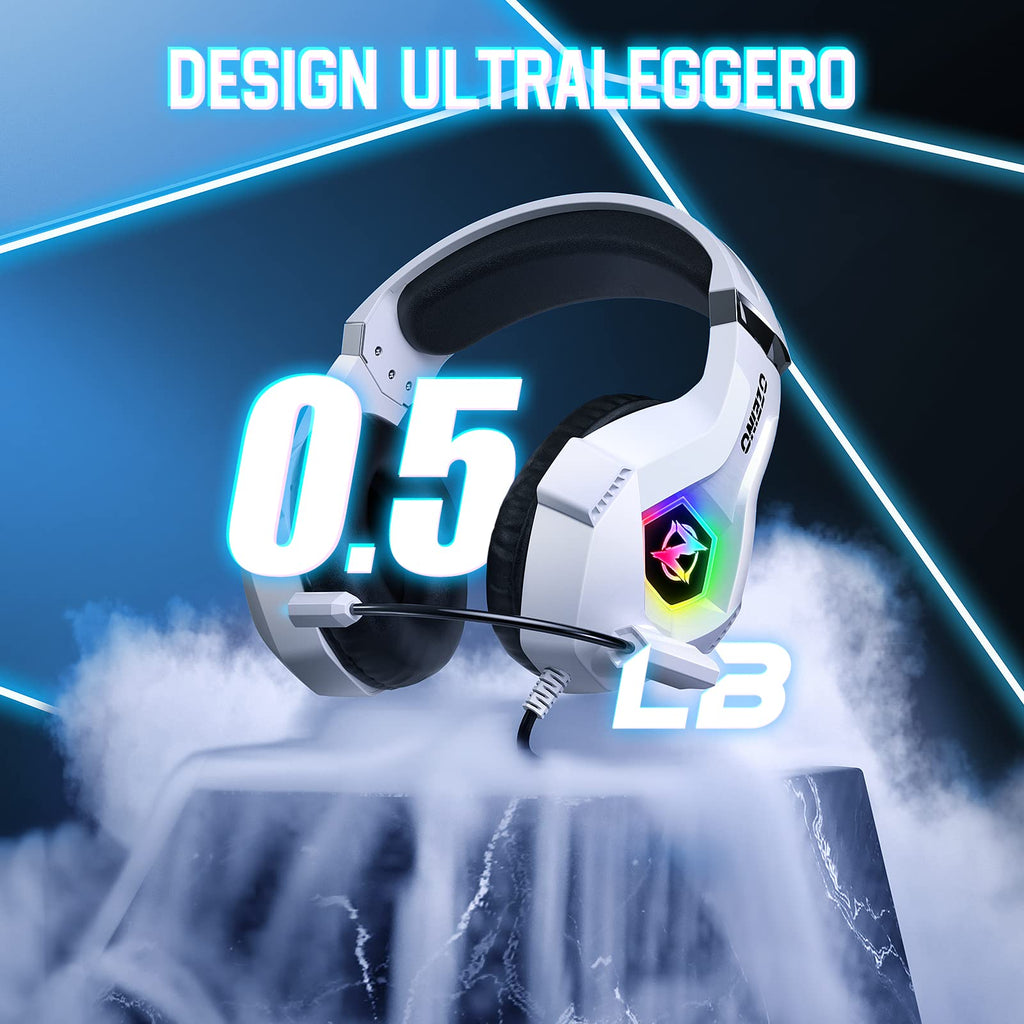 Gaming headset, gaming headset with rotating microphone, RGB light, premium stereo, lightweight comfortable earmuffs, for PS4 PS5 Xbox PC Switch Tablet Laptop 