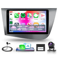 4G+64G Wireless Carplay Android Car Radio for Seat Leon 2 MK2 2005-2012 9 Inch Touchscreen Car Radio with Android Auto GPS Navi WiFi Mirror Link Bluetooth FM/RDS/32EQ/USB/SWC Rear Camera