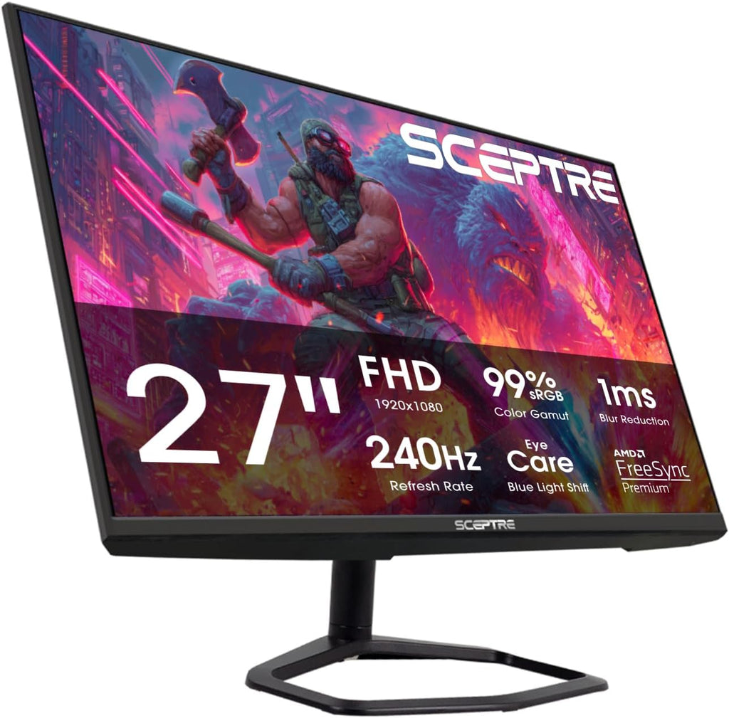 Sceptre New Curved 24.5-inch Gaming Monitor up to 240Hz 1080p R1500 1ms DisplayPort x2 HDMI x2 Blue Light Shift Build-in Speakers, Machine Black 2025 (C255B-FWT240 Series)