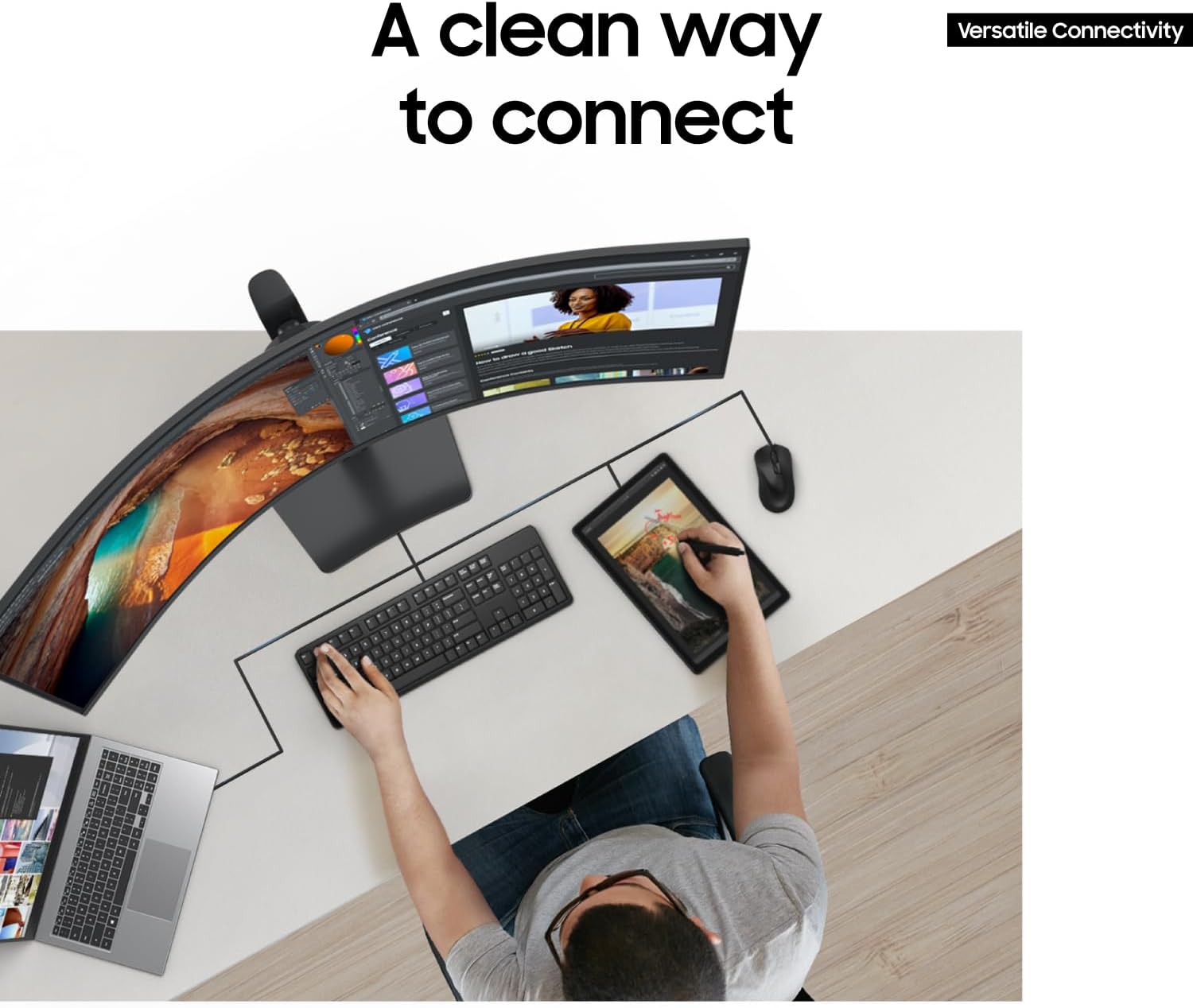 Samsung 49” Business Curved Ultrawide Dual QHD Computer Monitor, USB-C, DisplayPort, HDMI, 120Hz, VESA DisplayHDR 400, Built-in Speakers, Height Adjustable Stand, Eye Care, LS49C954UANXZA, 2024