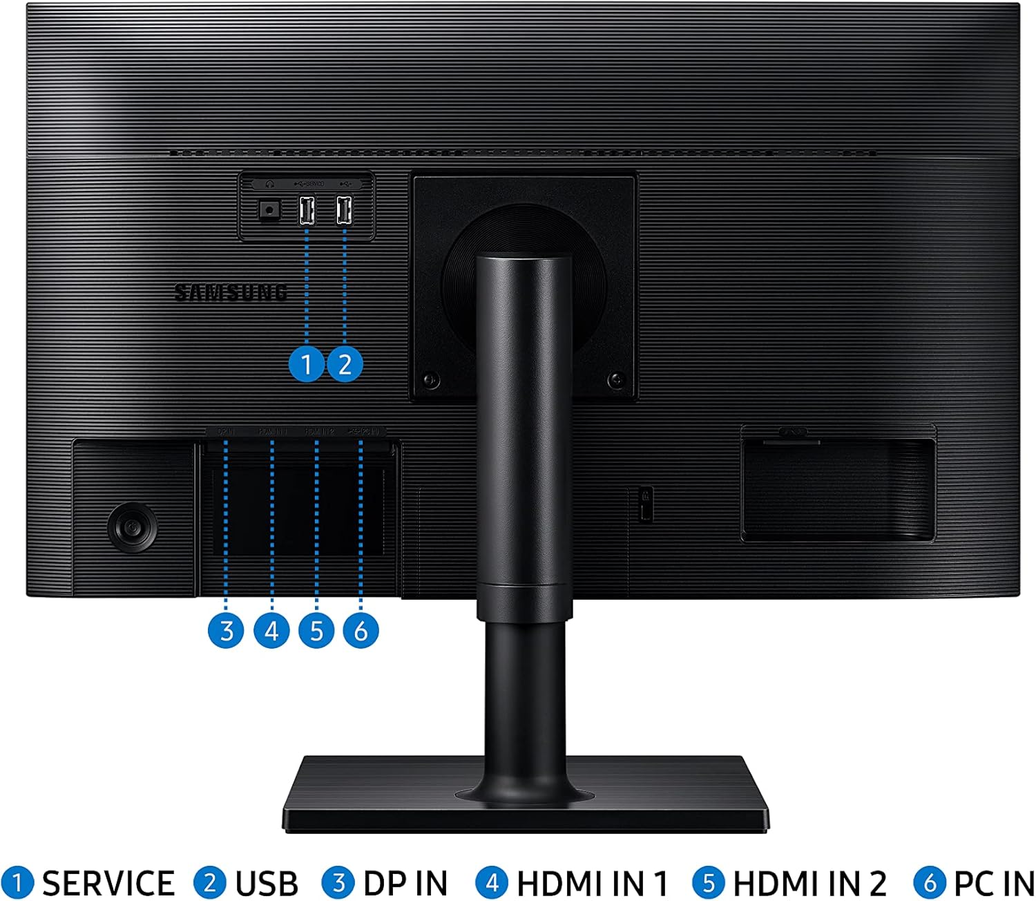 SAMSUNG FT45 Series 24-Inch FHD 1080p Computer Monitor, 75Hz, IPS Panel, HDMI, DisplayPort, USB Hub, Built-in Speakers, Height Adjustable Stand, 3 Yr WRNTY (LF24T450FZNXGO),Black