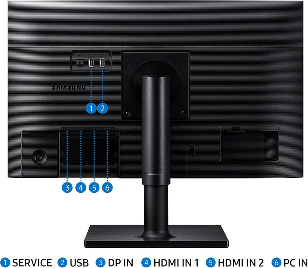 SAMSUNG FT45 Series 24-Inch FHD 1080p Computer Monitor, 75Hz, IPS Panel, HDMI, DisplayPort, USB Hub, Built-in Speakers, Height Adjustable Stand, 3 Yr WRNTY (LF24T450FZNXGO),Black