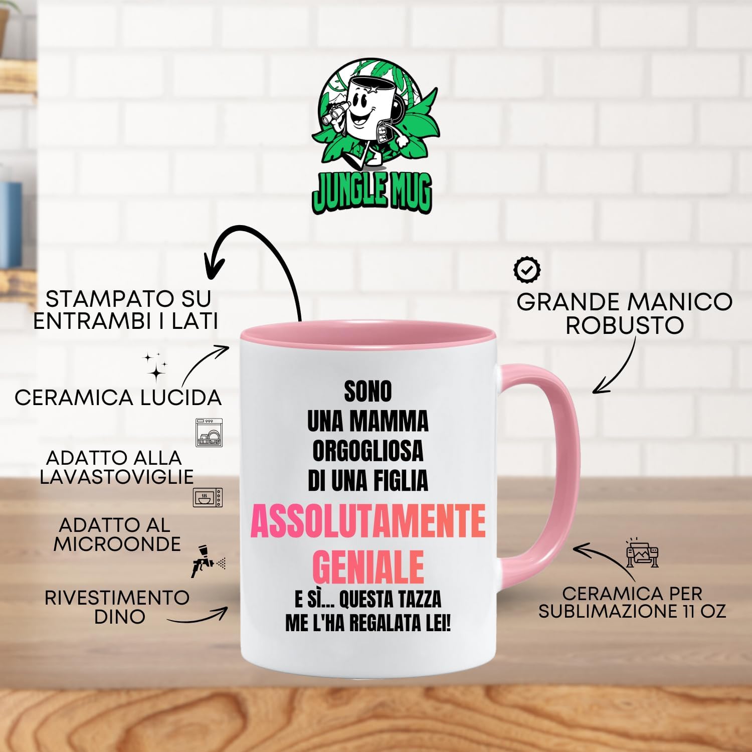 Jungle Mug Caneca com texto em alemão Stolze Mama von genialer Tochter für Mutter