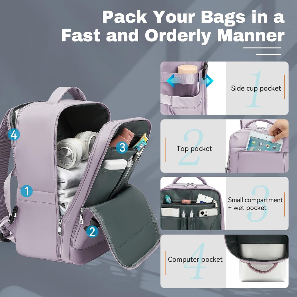 Mochila Viaje Cabina Avion 40x20x25 Mochila Viaje para Ryanair Equipaje de Mano Bolsa de Viaje Cabina Travel Backpack Repelente al Agua con Bolsillo Antirrobo y Lateral