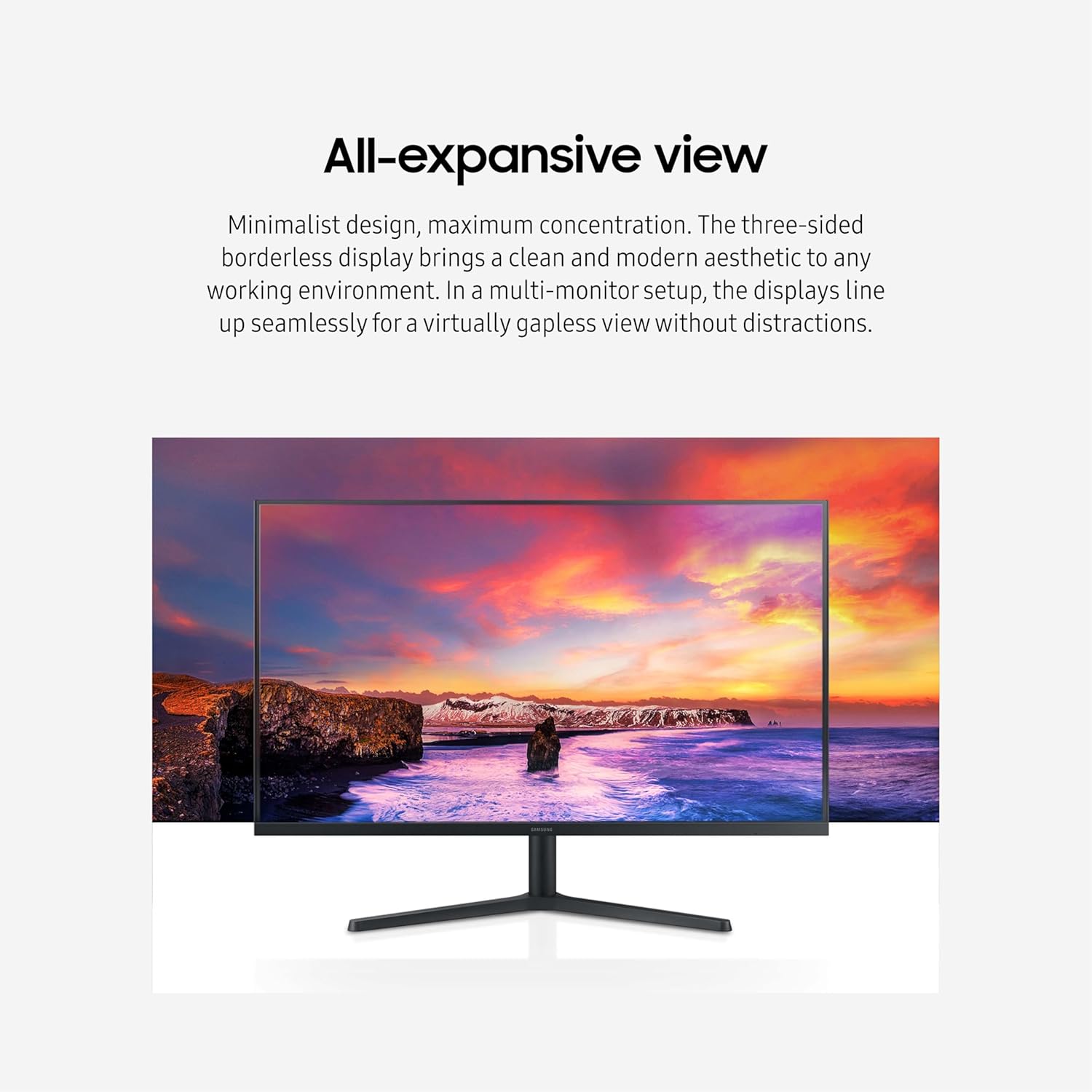 Samsung 32-Inch Flat Computer Monitor, 75Hz, Borderless Display, AMD FreeSync, Game Mode, Advanced Eye Care, HDMI and DisplayPort, LS32B304NWNXGO, 2024