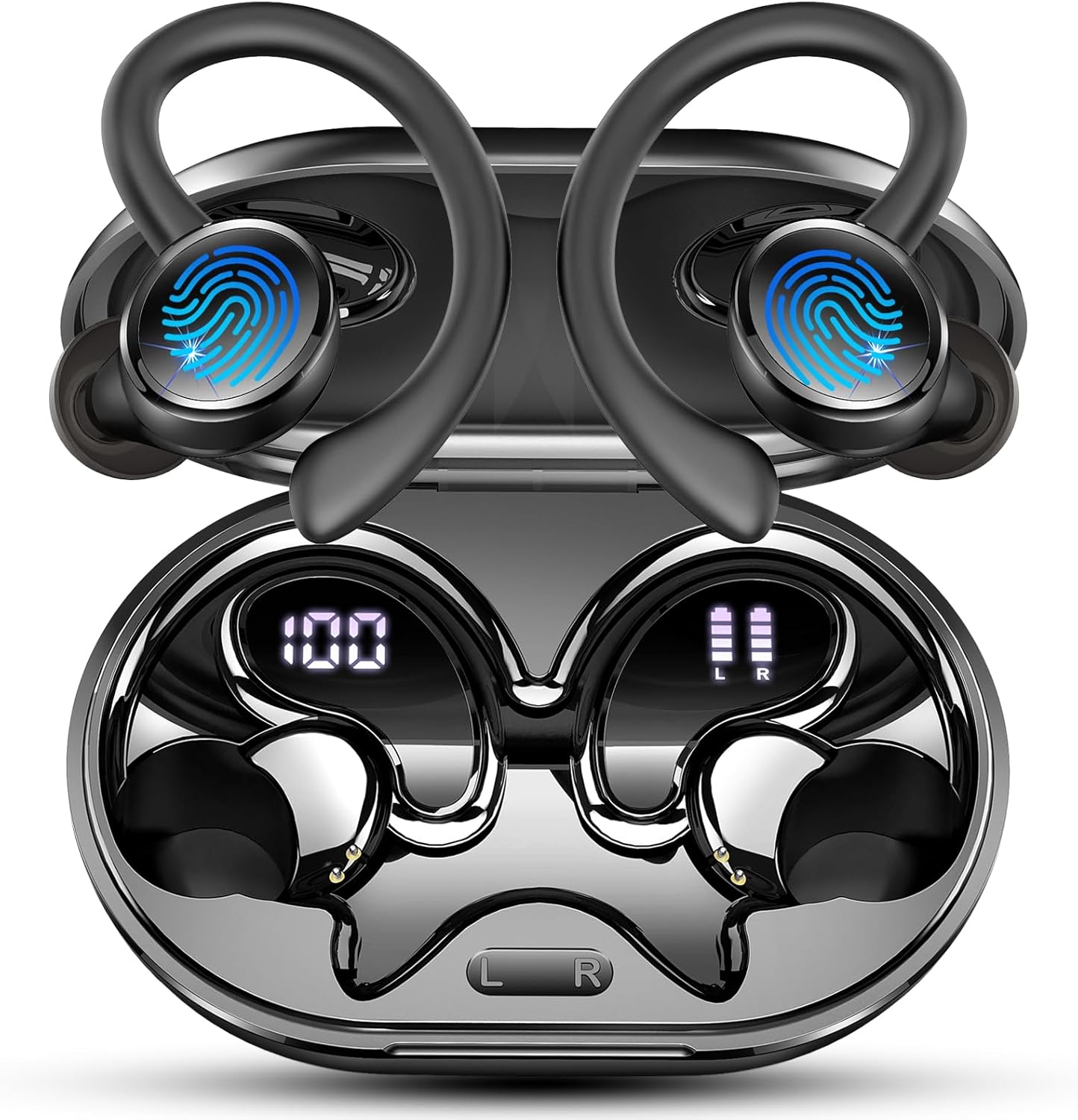 Bluetooth Headphones Sport Wireless Bluetooth 5.4 Earbuds with 4 ENC Mics Noise Cancelling ENC In-Ear Headphones with HiFi Stereo, 50 Hours Playtime, Earbuds