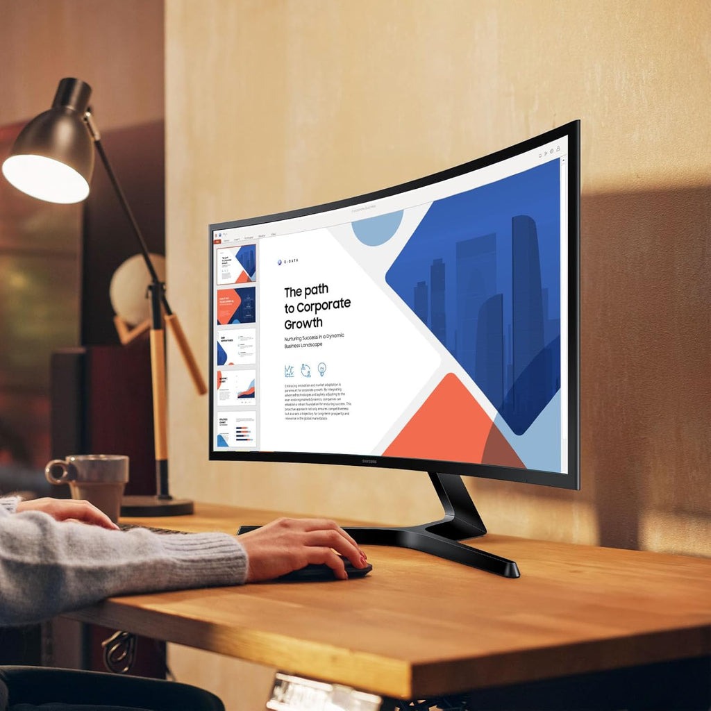 SAMSUNG 24" Essential S3 (S36GD) Series FHD 1800R Curved Computer Monitor, 100Hz, Game Mode, Advanced Eye Comfort, HDMI and D-sub Ports, LS24D366GANXZA