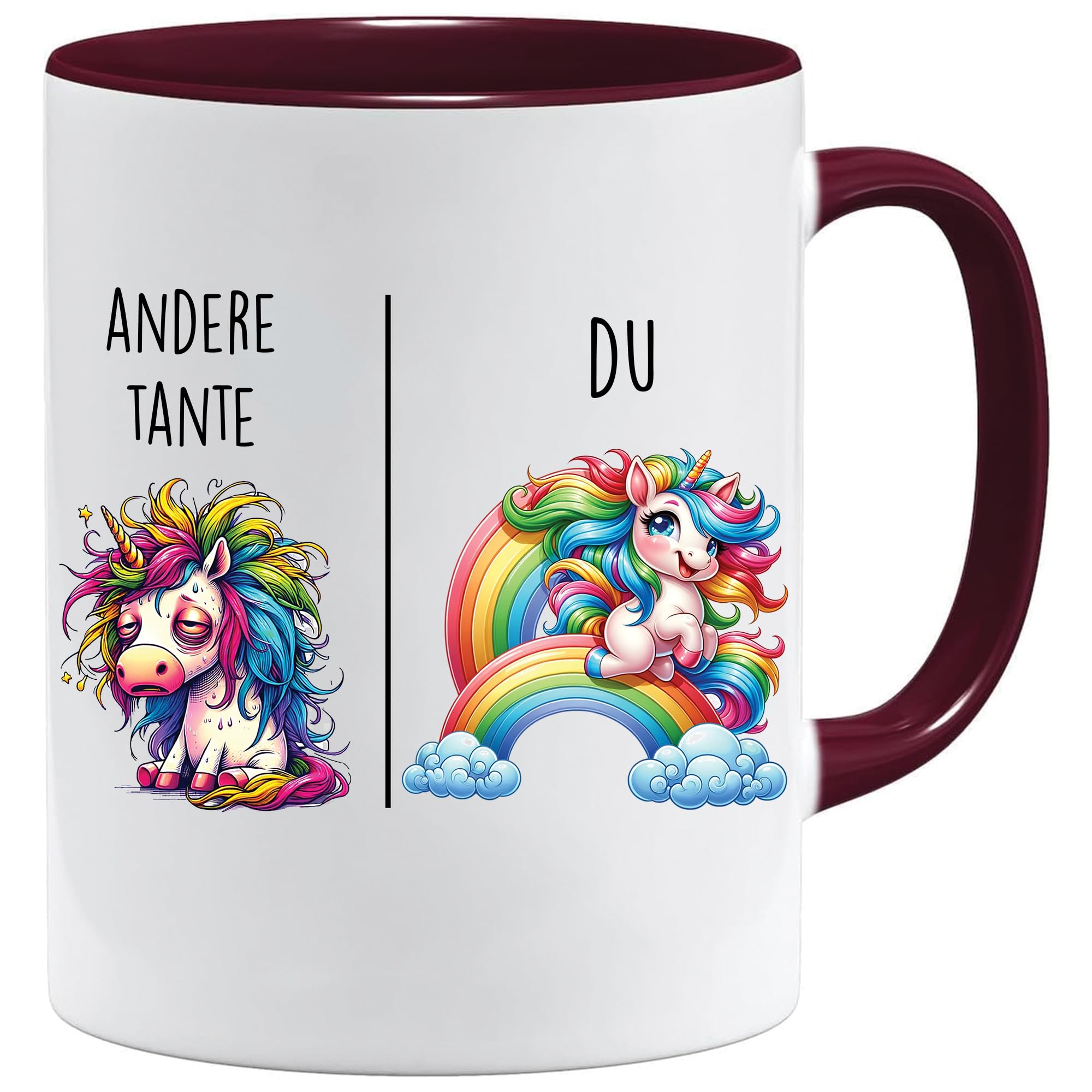 Jungle Mug Caneca com texto em alemão Andere Tía vs Du | Tia Geschenk für Frauen casamento Hochzeit | Geschenkidee Frau Geburtstag Weihnachten Patentante Familie Kaffee-Becher (Weiß-)