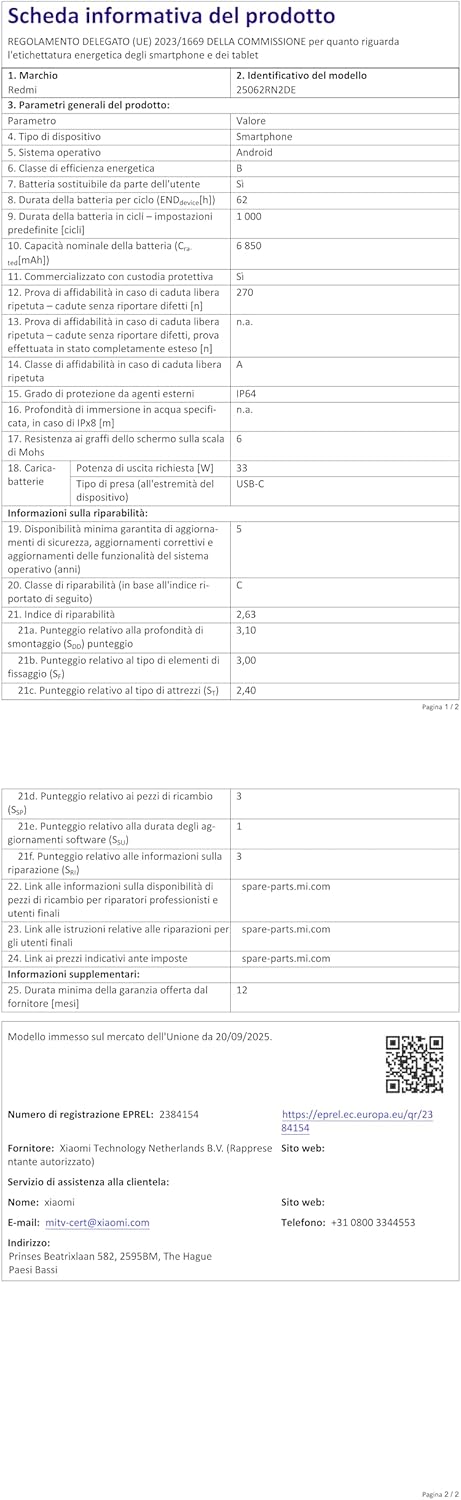 XIAOMI Redmi 15C Smartphone 4+128GB Pantalla de 6.9" 120Hz cámara IA de 50MP batería de 6000mAh Carga rápida de 33W procesador Octa-Core Negro(con Funda)