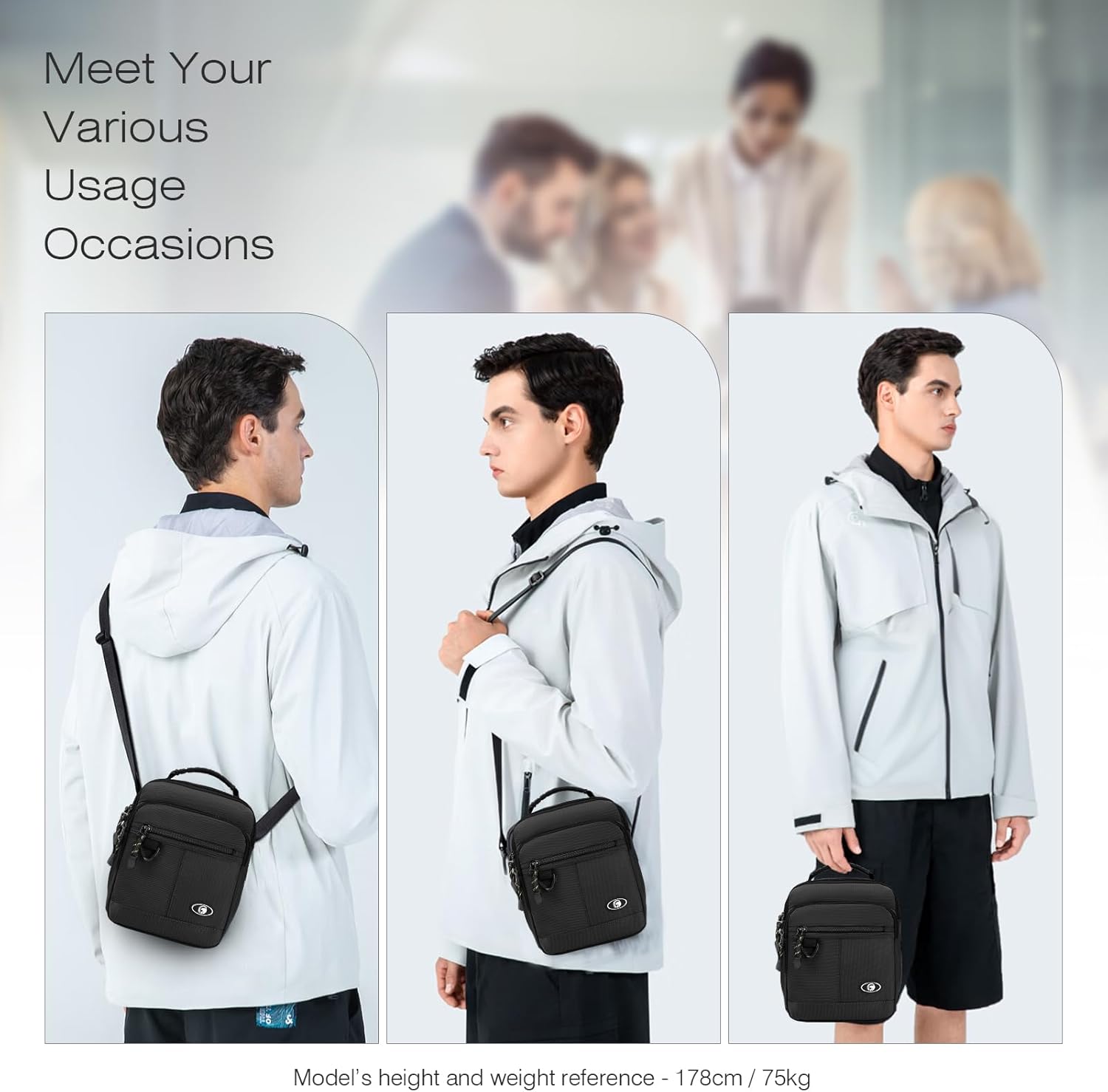 SPAHER Bolsa de tiracolo homem mala de mensageiro homem casual malas de mão nylon impermeável negócio mala cavalheiro malas homem bolsa para iPad Bolsas de couro para homens, Preto, Utilitário