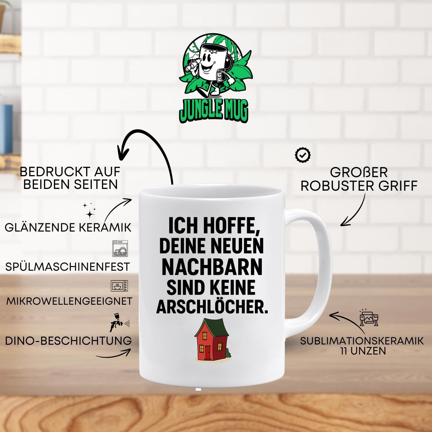 Jungle Mug Caneca divertida para se mudar | Espero que os seus novos vizinhos não sejam s | Presente divertido para despedida de casa novo apartamento