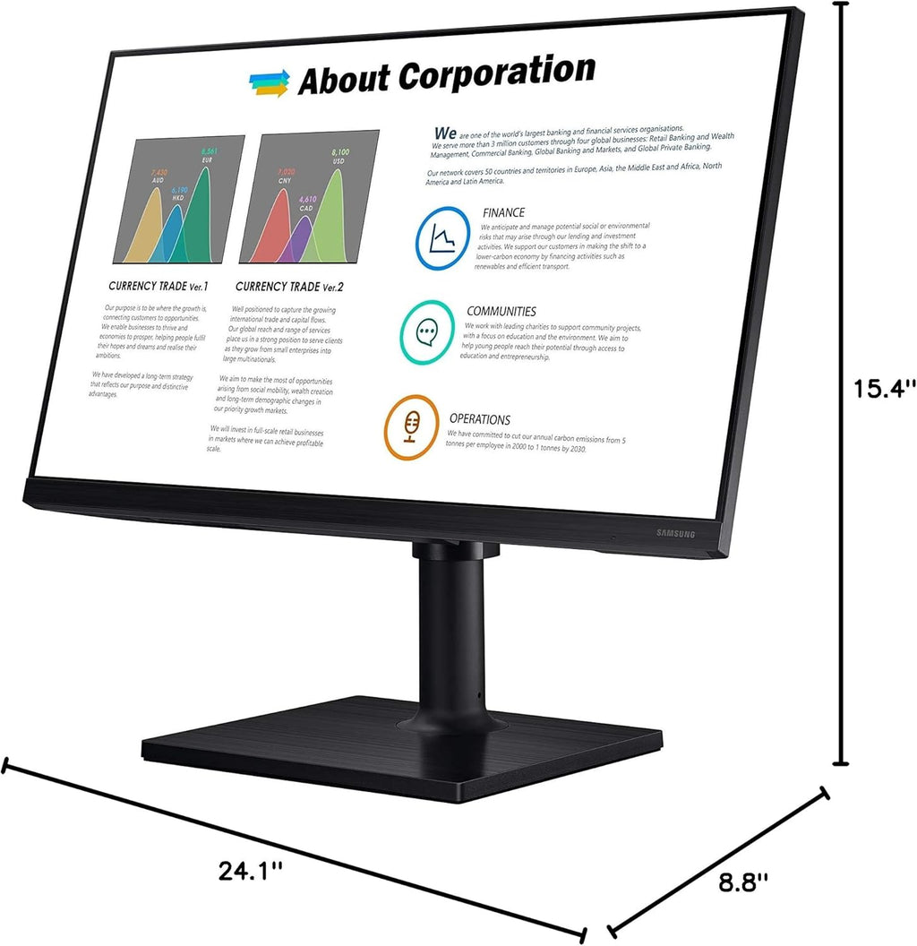 SAMSUNG FT45 Series 27-Inch FHD 1080p Computer Monitor, 75Hz, IPS Panel, HDMI, USB Hub, Height Adjustable Stand, 3 Yr WRNTY (LF27T450FQNXGO),Black