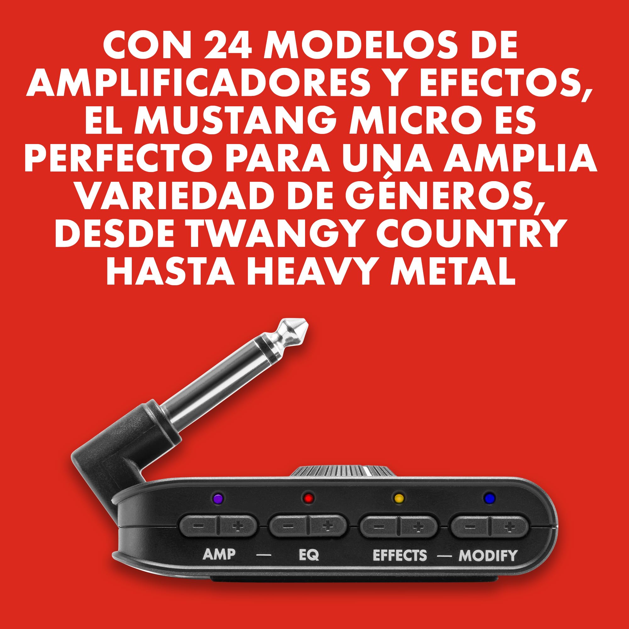 Fender Mustang Micro Plus amplificador de guitarra, amplificador de auriculares pessoal com 25 modelos de amplificador, 25 efeitos, Bluetooth e 100 presets, recarregável por USB