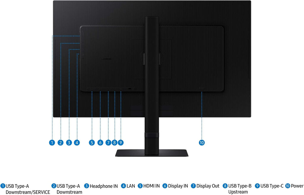 SAMSUNG 27" ViewFinity S6 (S60UD) Series QHD High Resolution Computer Monitor, 100Hz, HDR10, USB-C, Built-In LAN Port, Daisy Chain Support, Easy Setup, Height Adjustable Stand, LS27D606UANXGO, 2024