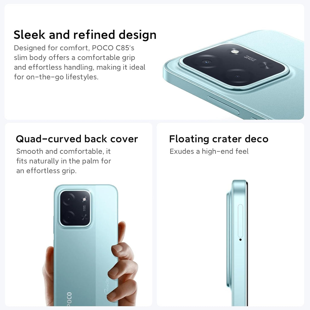 XIAOMI POCO C85 4G Smartphone 8+256GB,Batterie 6000mAh,6.9" 120hz écran immersif,MediaTek G81 Ultra,50MP AI Double Caméra, IP64,Noir