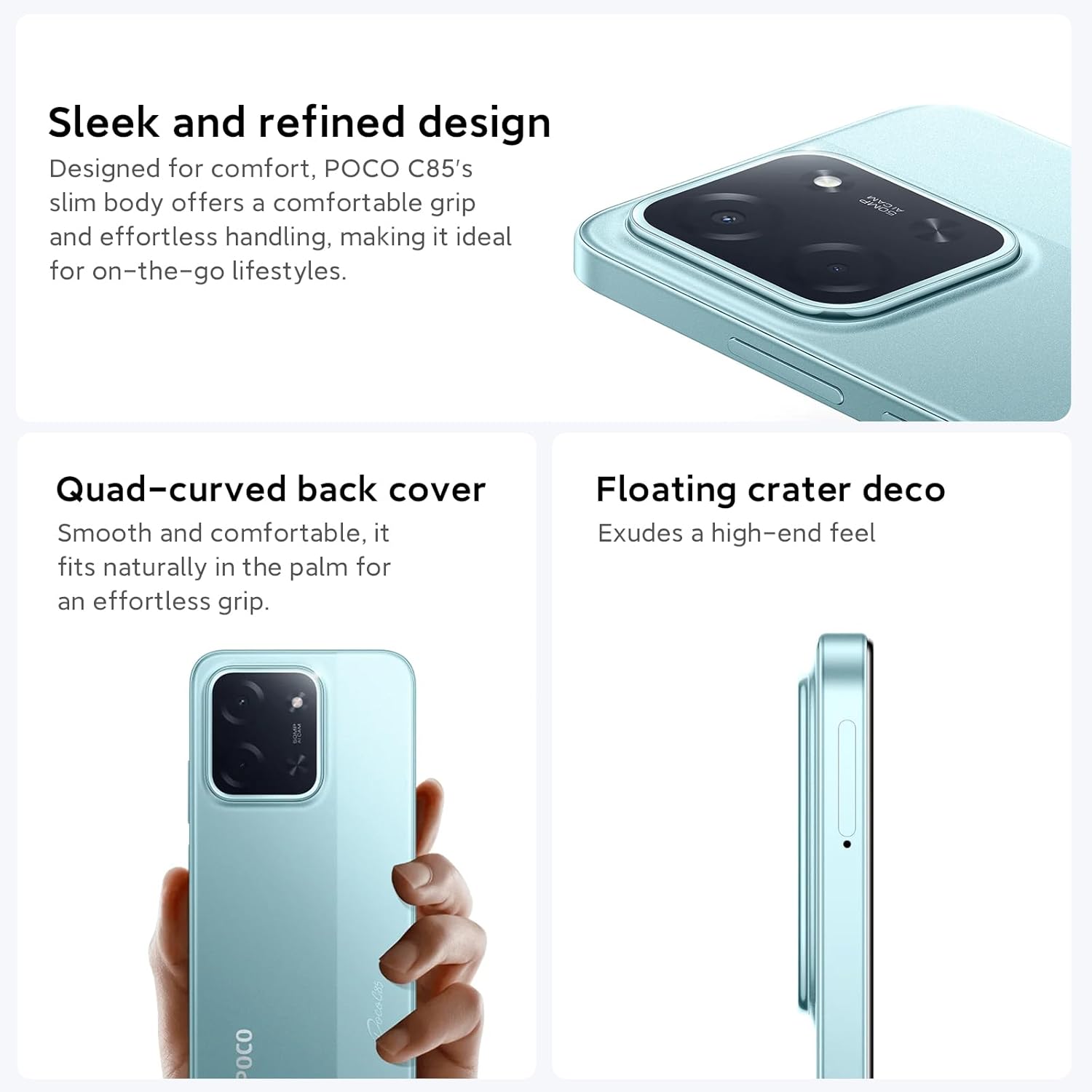 XIAOMI POCO C85 4G Smartphone 8+256GB,Batterie 6000mAh,6.9" 120hz écran immersif,MediaTek G81 Ultra,50MP AI Double Caméra, IP64,Noir