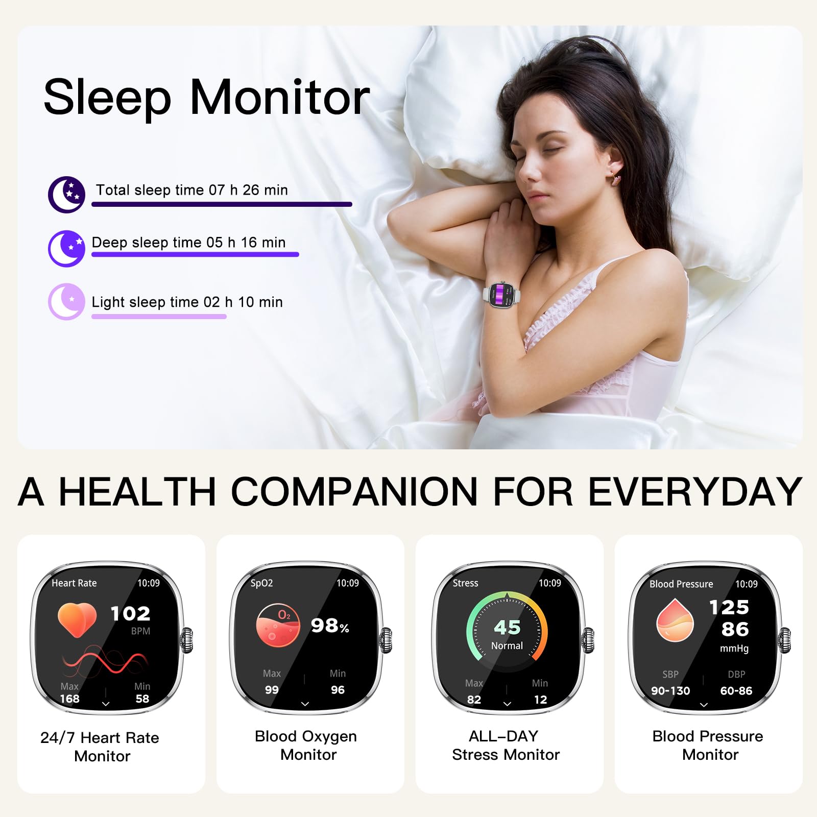 Women's Smart Watch with Call, Small Round 1.7 Inch AMOLED Smartwatch with Menstrual Cycle Monitoring, 100+ Sports Modes Bracelet Activity (Grey)