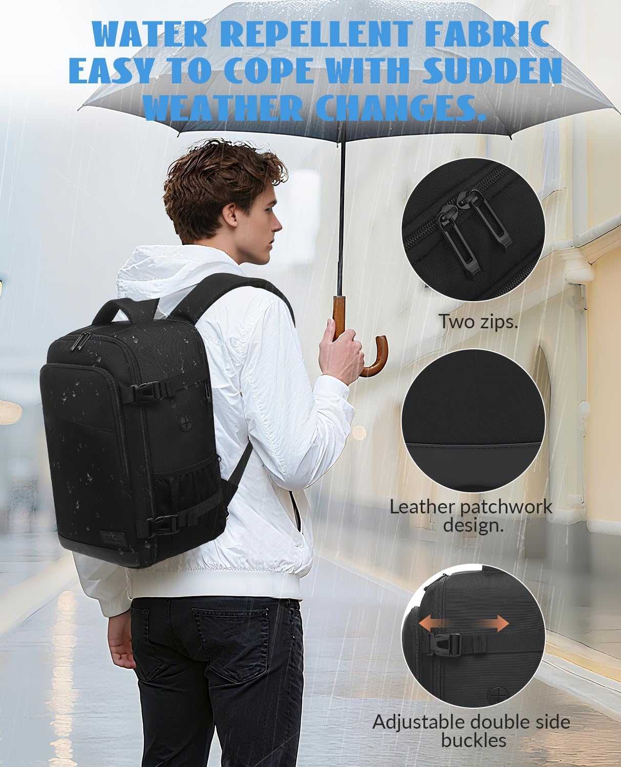 Mochila Viaje Cabina Avion 40x20x25 Para Ryanair Equipaje De Mano Mochila Cabina Negro Repelente Al Agua Antirrobo Para Hombre
