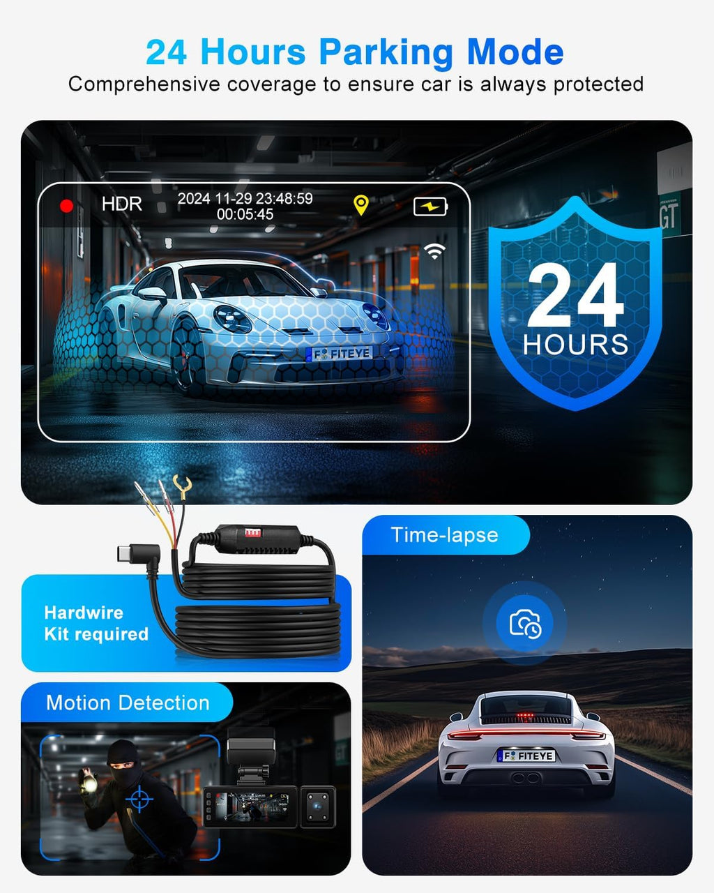 3 Channel 4K Dash Cam, IMX335 STARVIS Sensor, 4K+2K Front and Inside, 2K+1080P+1080P Front and Rear Inside Dash Camera for Cars, Free 64GB Card, Built in WiFi GPS, Intelligent Voice Control