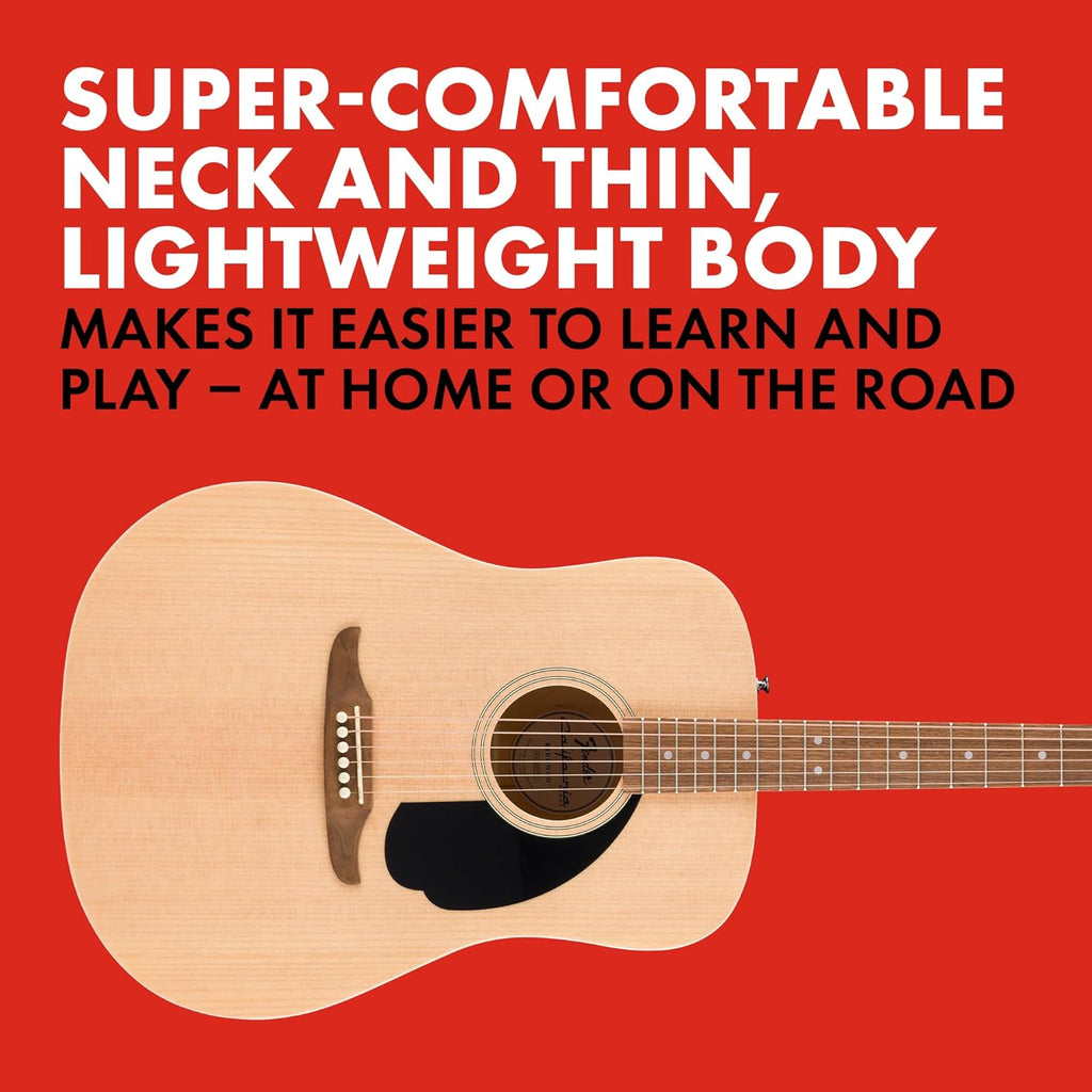 Fender California Debut Redondo Dreadnought Acoustic Guitar, Spruce Top, Black Pickguard, Natural