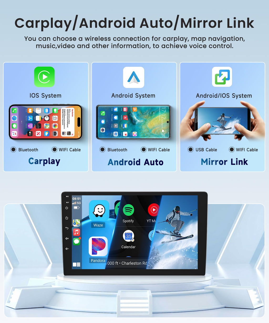 4G+64G Wireless Carplay Android Car Radio for Seat Leon 2 MK2 2005-2012 9 Inch Touchscreen Car Radio with Android Auto GPS Navi WiFi Mirror Link Bluetooth FM/RDS/32EQ/USB/SWC Rear Camera