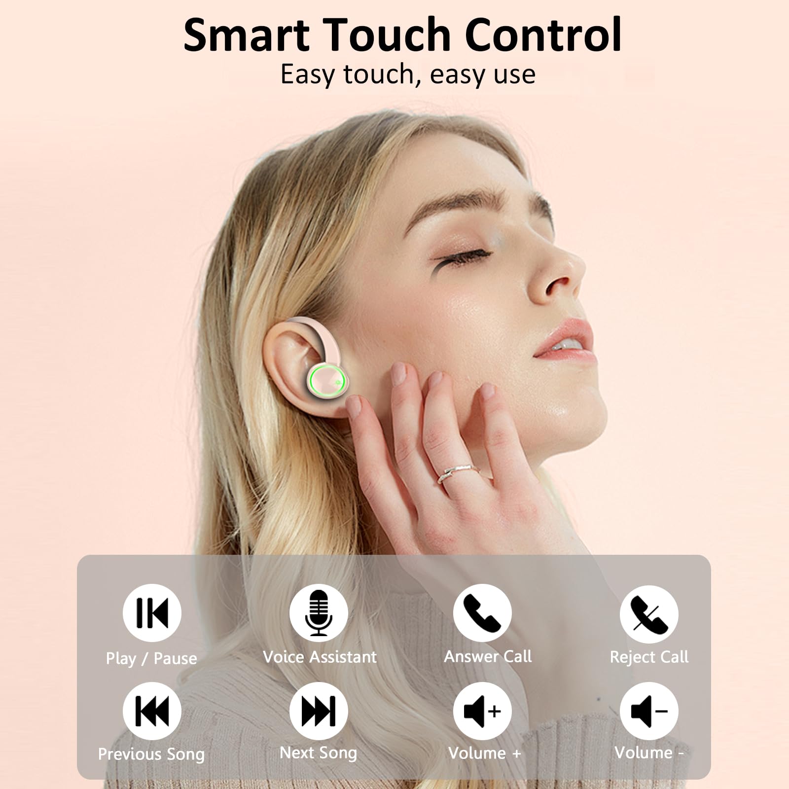 Wireless Sports Headphones, Bluetooth 5.4 HiFi Stereo Headphones with 4 HD Mic, 50H Wireless Bluetooth Headphones with Noise Cancelling ENC, LED Display, IP7 Waterproof Running Helmets