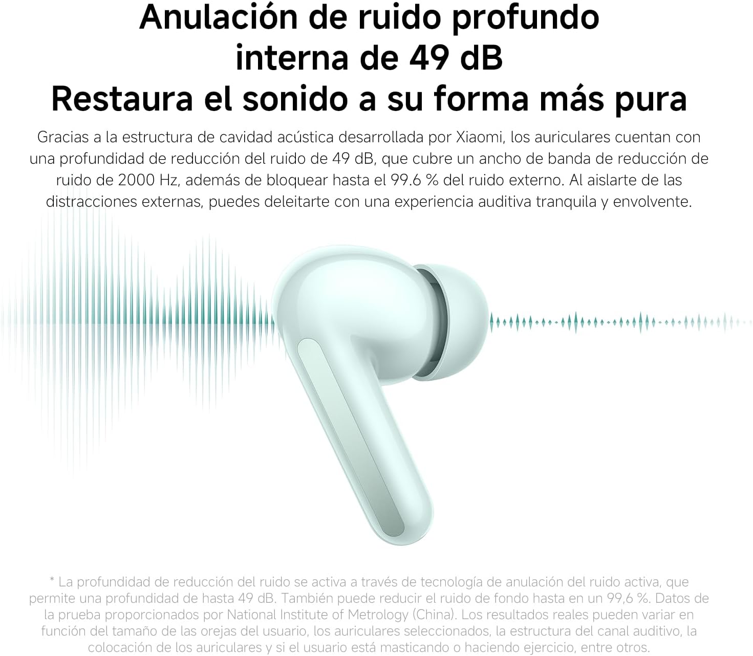 XIAOMI Redmi Buds 6 - Auriculares inalámbrico, cancelación de Ruido, Ligero, 10 Horas de autonomía y 42 Horas con el Estuche de Carga, Bluetooth, Verde (Versión ES)