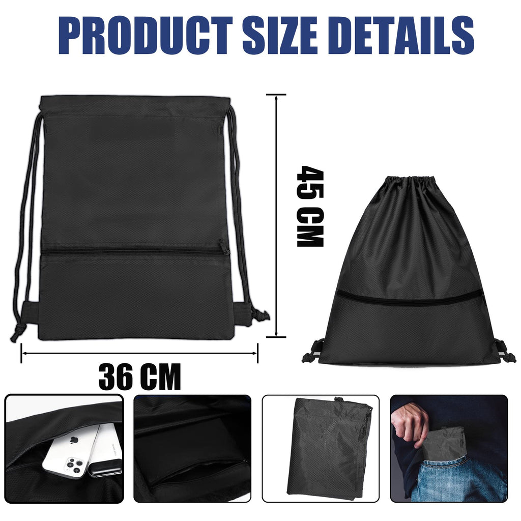 Jsdoin Waterproof Drawstring Bag for Gym, Sports Drawstring Backpack, Sports Bag, Zipper, School, Beach, Holiday, Swimming, Travel