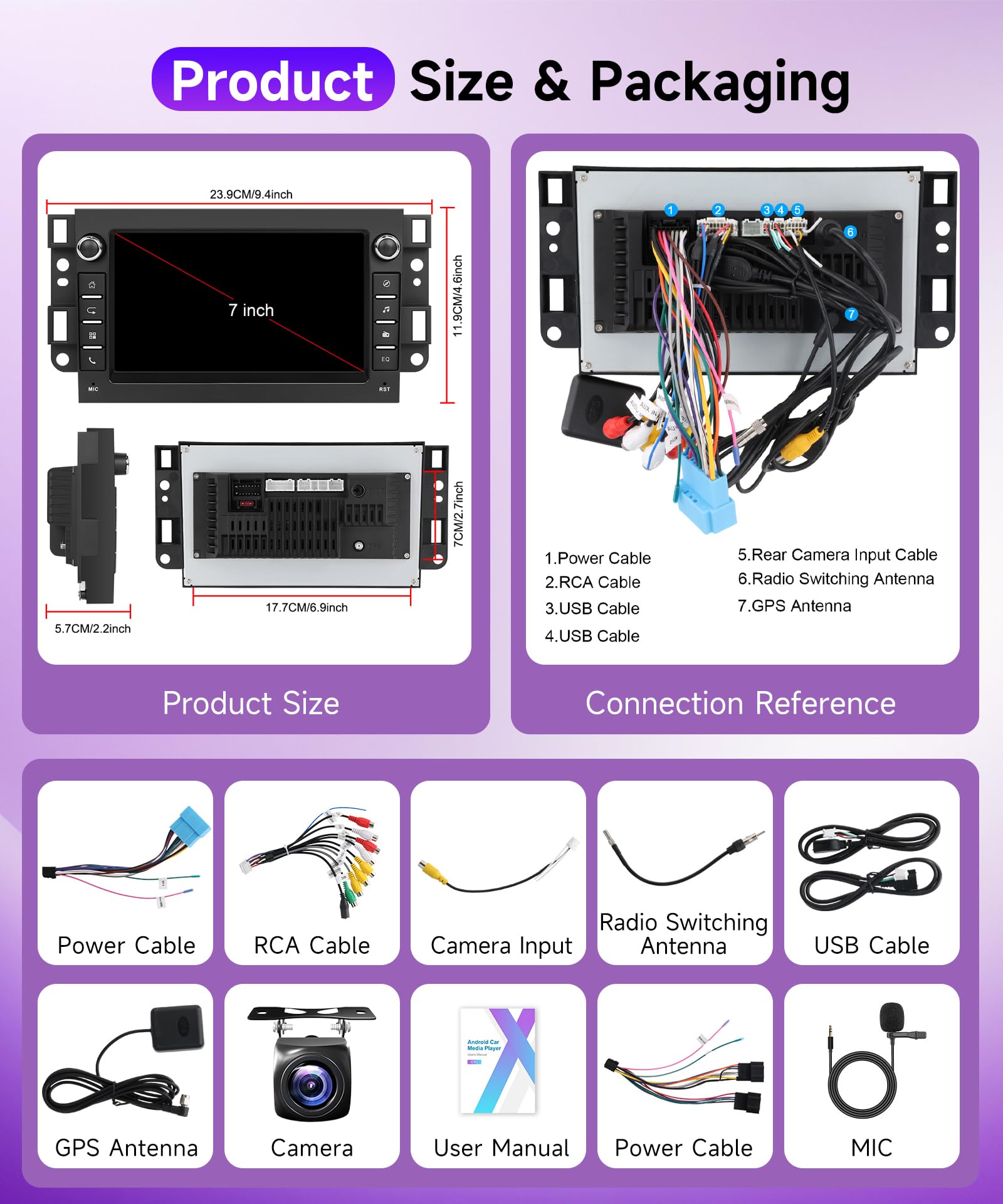 4G+64G Wireless Carplay Android 13 Car Radio 2 Din for Chevrolet Aveo Captiva Epica Holden Daewoo Pontiac 7 Inch Car Radio with Android Auto GPS Navi WiFi Bluetooth FM/RDS Rear Camera