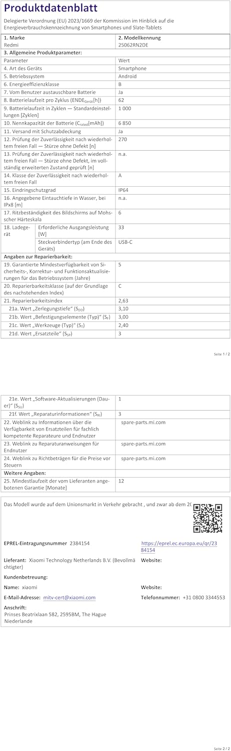 XIAOMI Redmi 15C Smartphone 4+128GB Pantalla de 6.9" 120Hz cámara IA de 50MP batería de 6000mAh Carga rápida de 33W procesador Octa-Core Negro(con Funda)