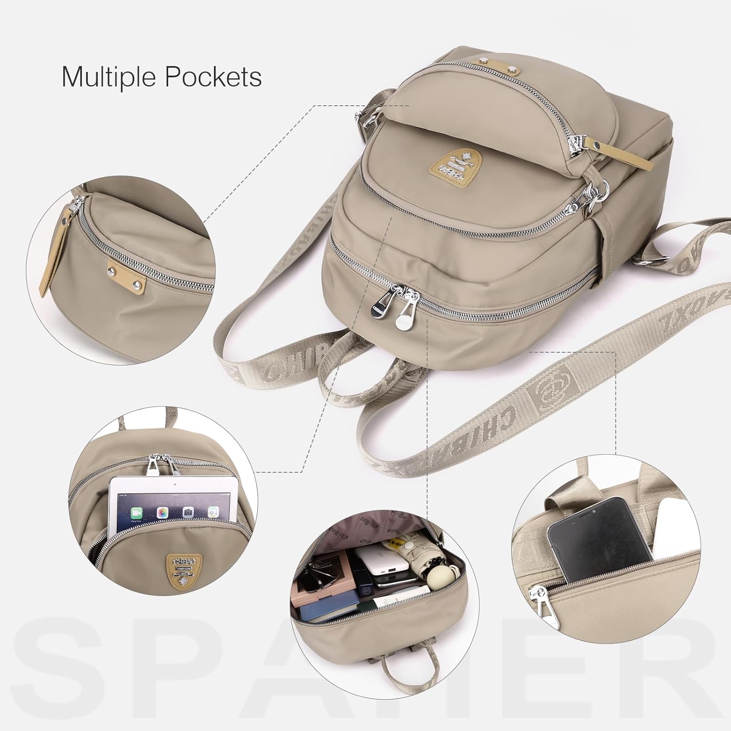 SPAHER Mochila anti-roubo casual para mulher, impermeável, mala de mão, viagem, nylon, pequena, escola, presente para meninas e uso diário, Roxo, Mochilas daypack