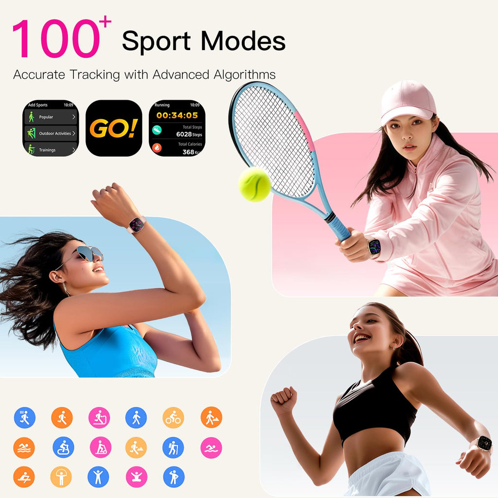 Women's Smart Watch with Call, Small Round 1.7 Inch AMOLED Smartwatch with Menstrual Cycle Monitoring, Heart Rate Monitor, Sleep, Oximeter, 100+ Modes Sports Bracelet Activity (Pink)