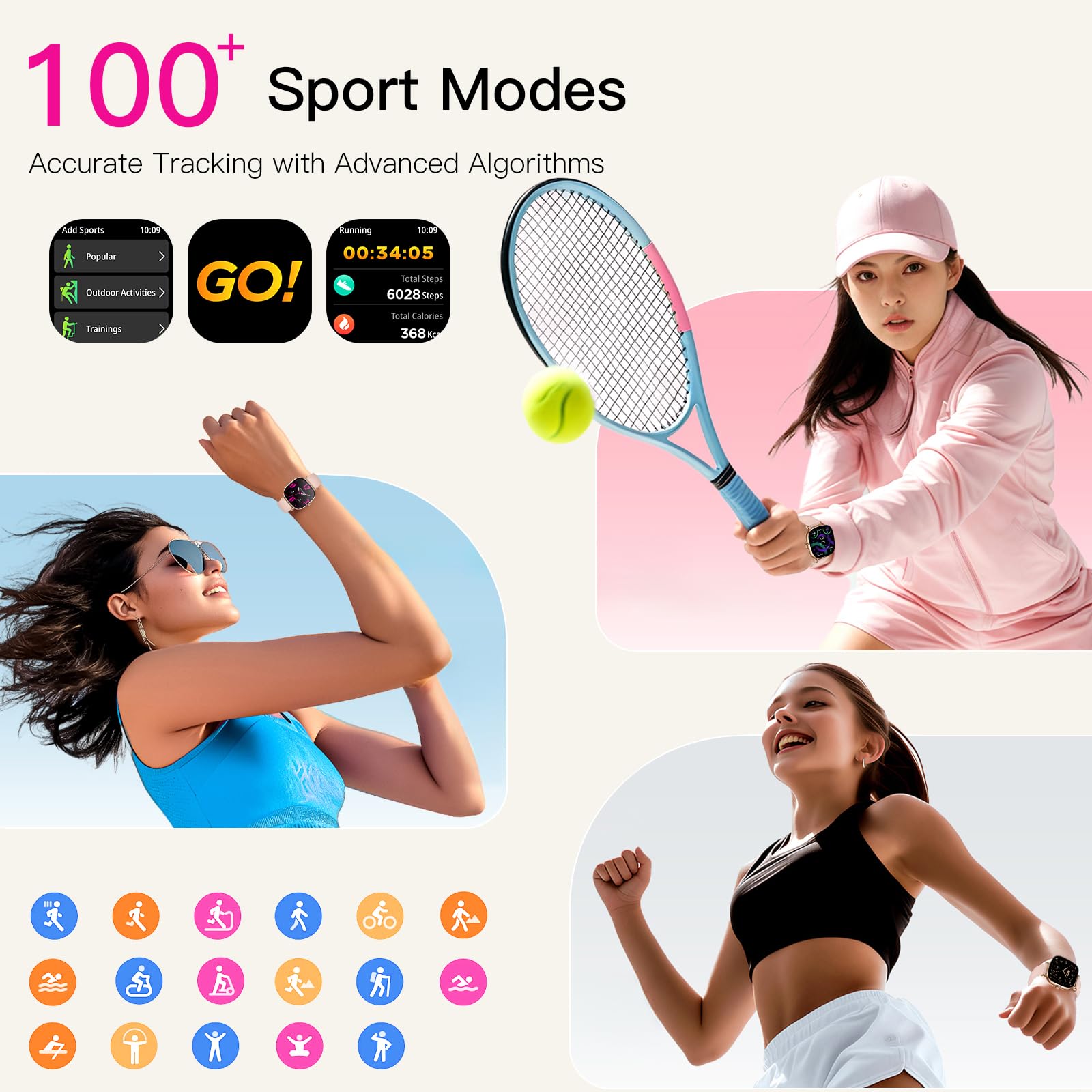 Women's Smart Watch with Call, Small Round 1.7 Inch AMOLED Smartwatch with Menstrual Cycle Monitoring, Heart Rate Monitor, Sleep, Oximeter, 100+ Modes Sports Bracelet Activity (Pink)