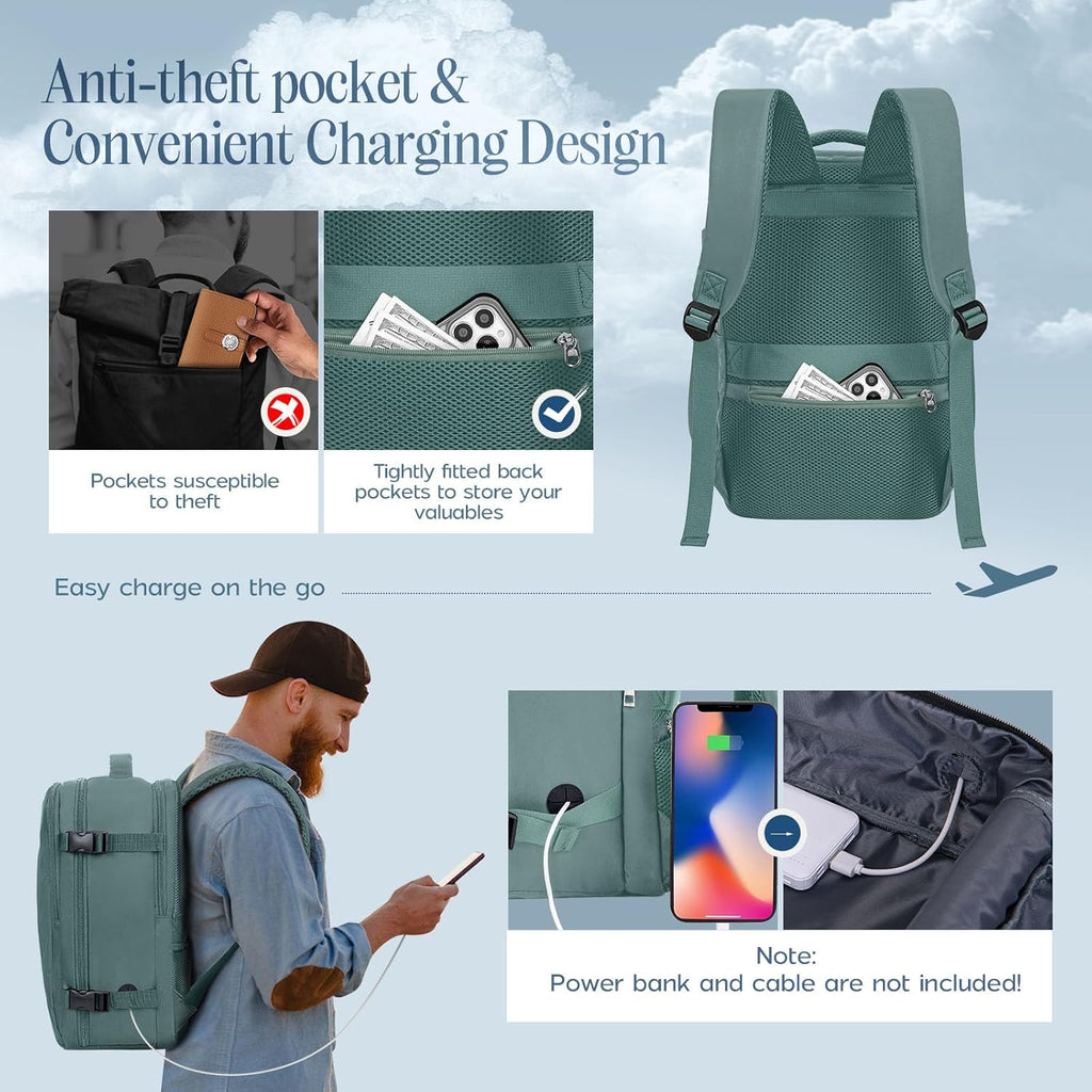 Mochila Viaje Cabina Avion para Ryanair Maleta Bolsas de Cabina con Organizador de Equipaje 3 Sets Mochila de Viaje Equipaje de Mano para Mujer Hombre 20L