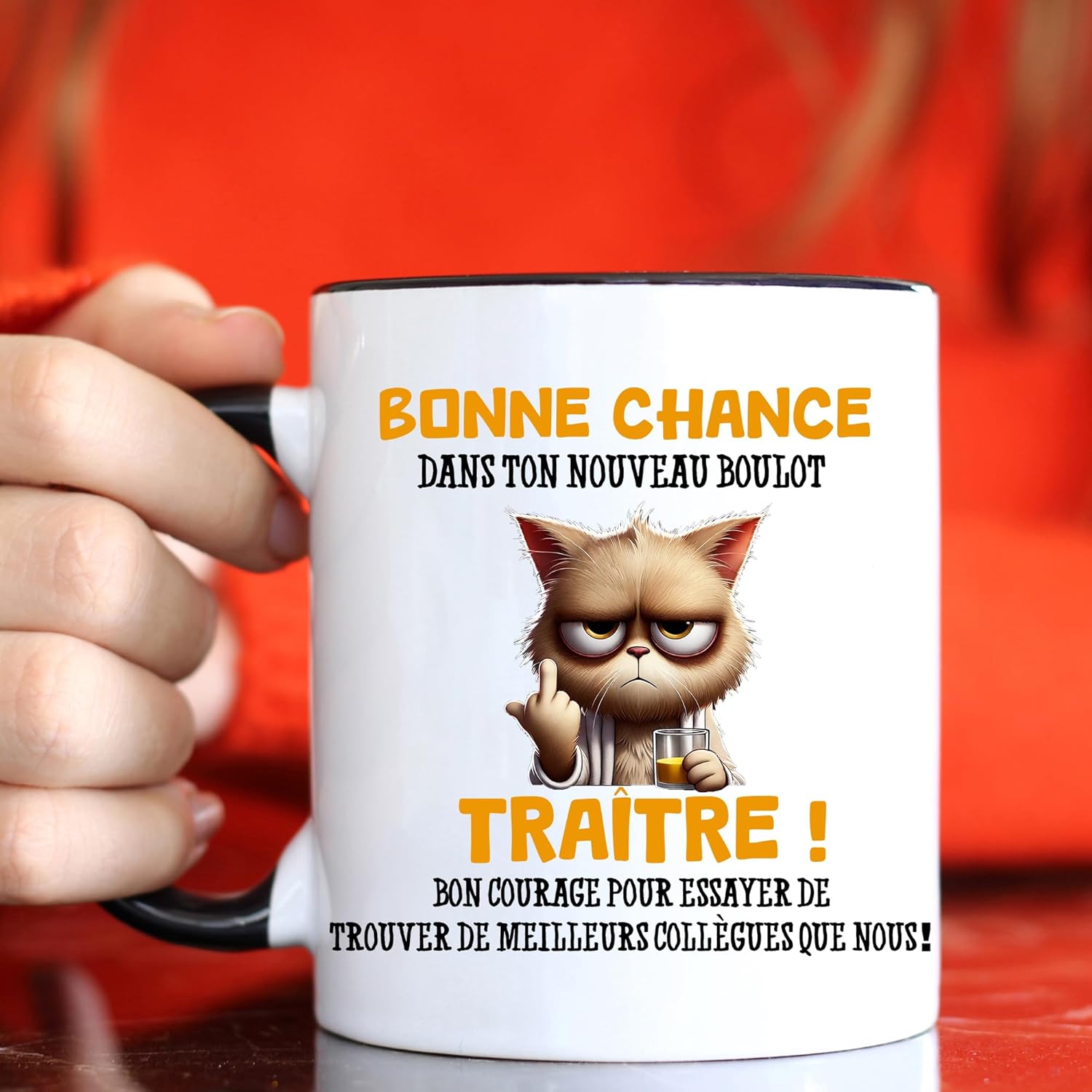 Jungle Mug Caneca do colega | presente divertido de início para colega | Boa sorte traidor! Caneca de humor preto | Caneca de presente para escritório, compatível com máquina de lavar louça e