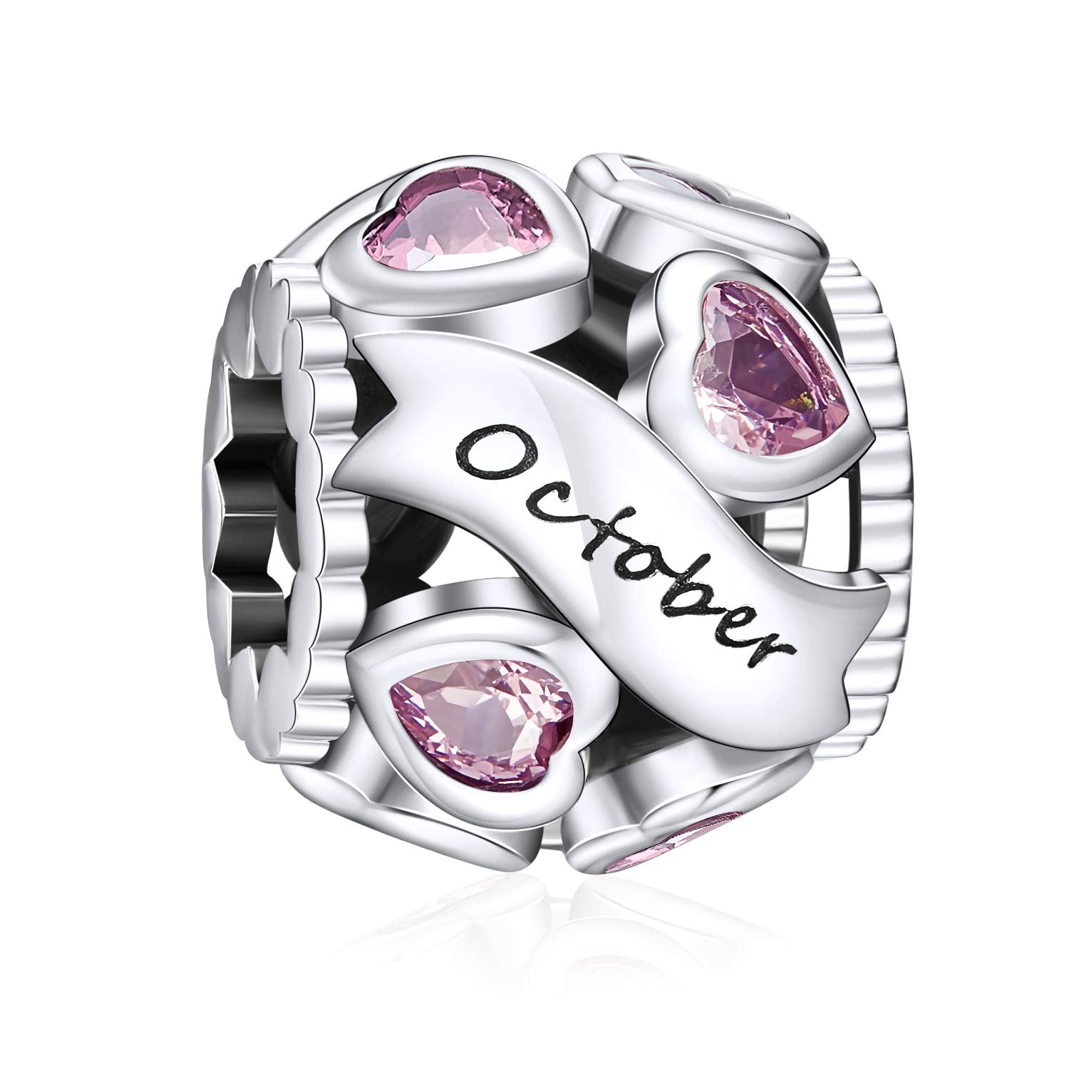 NINGAN Missangas de prata de lei 925 com pedra natal para pulseiras e colares com zircónia cúbica 5A, aniversário, dia da mãe, presentes de joalharia para mulheres e meninas