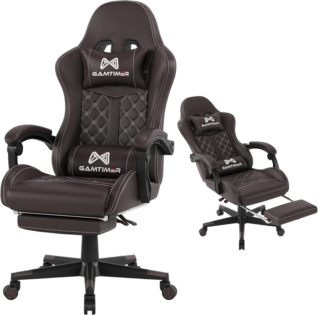 Gaming Chair, 400 lbs Adult Chair, High Back Computer Chair with Footrest and Linked Armrests, Office Video Game Chair with Lumbar Support (Grey)