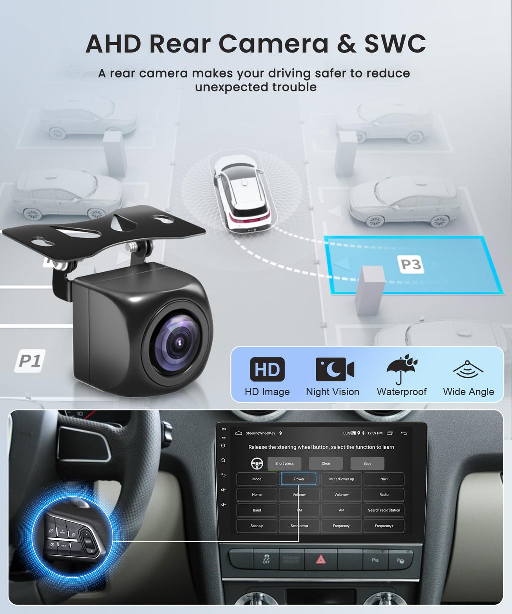 4G+64G Wireless Carplay Android Car Radio for Seat Leon 2 MK2 2005-2012 9 Inch Touchscreen Car Radio with Android Auto GPS Navi WiFi Mirror Link Bluetooth FM/RDS/32EQ/USB/SWC Rear Camera