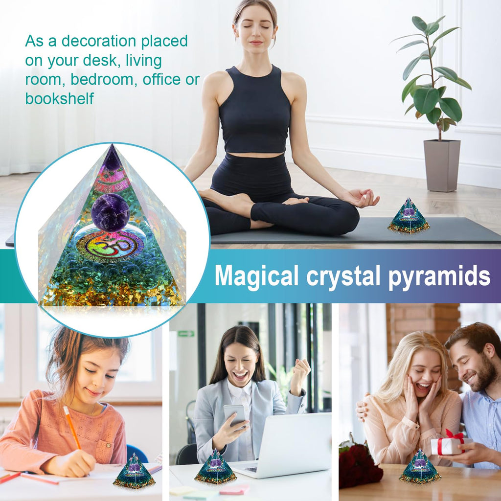 1 Piece Orgonite Authentic Orgonite Pyramid Orgonite Pyramid 3D Resin Pyramid Craft Crystal Crushed Stone Decoration Desk Living Room Bedroom Office