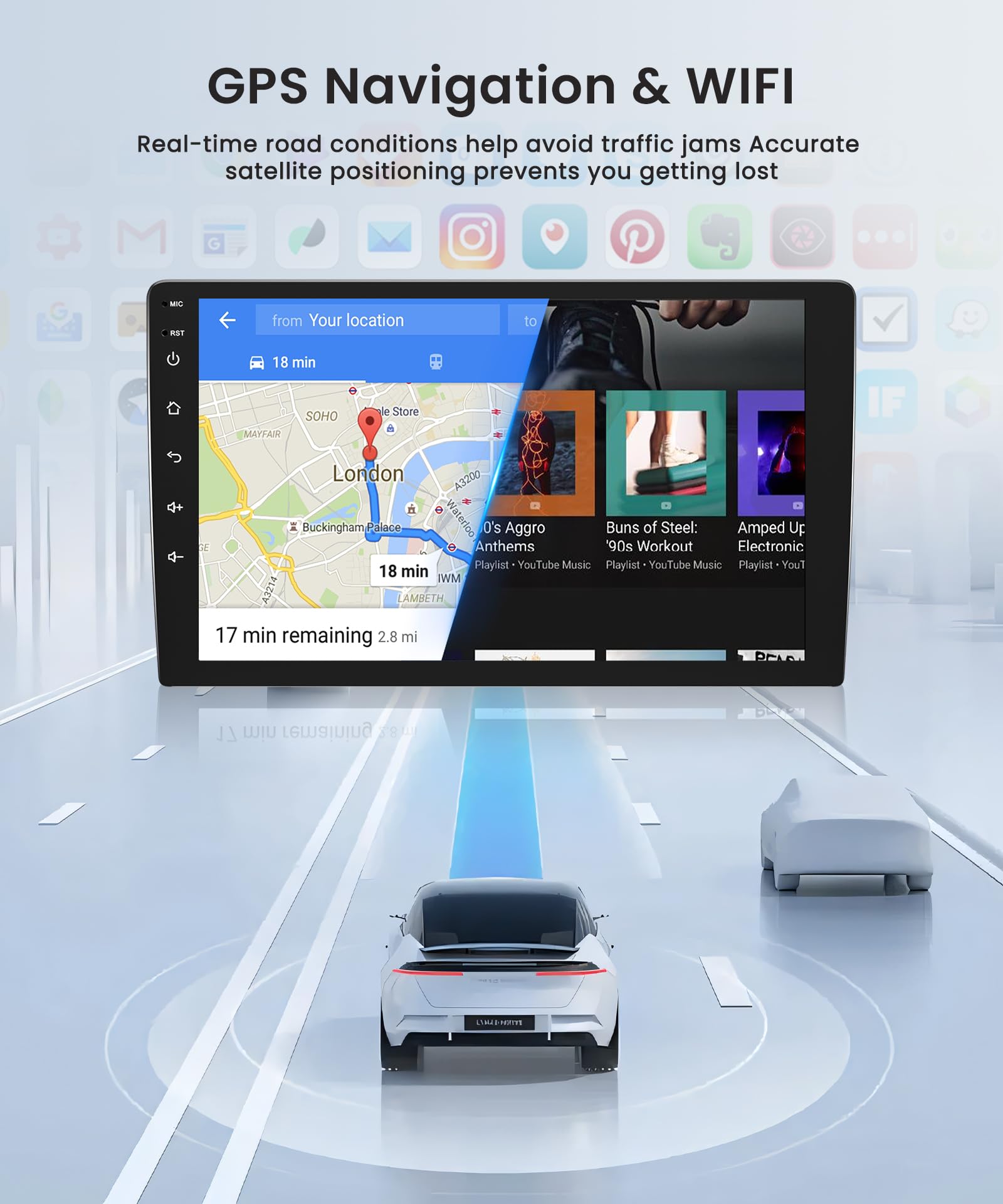 4G+64G Wireless Carplay Android Car Radio for Seat Leon 2 MK2 2005-2012 9 Inch Touchscreen Car Radio with Android Auto GPS Navi WiFi Mirror Link Bluetooth FM/RDS/32EQ/USB/SWC Rear Camera