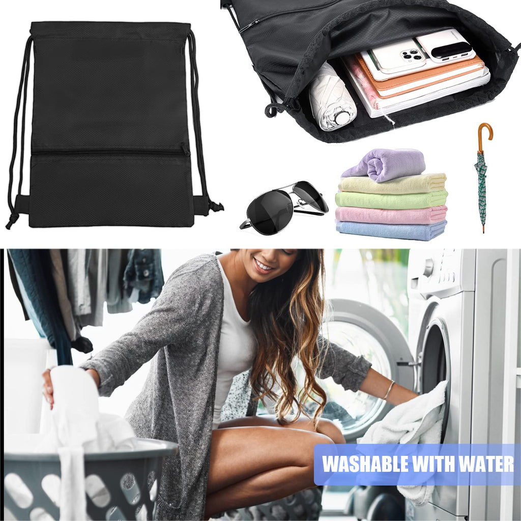 Jsdoin Waterproof Drawstring Bag for Gym, Sports Drawstring Backpack, Sports Bag, Zipper, School, Beach, Holiday, Swimming, Travel