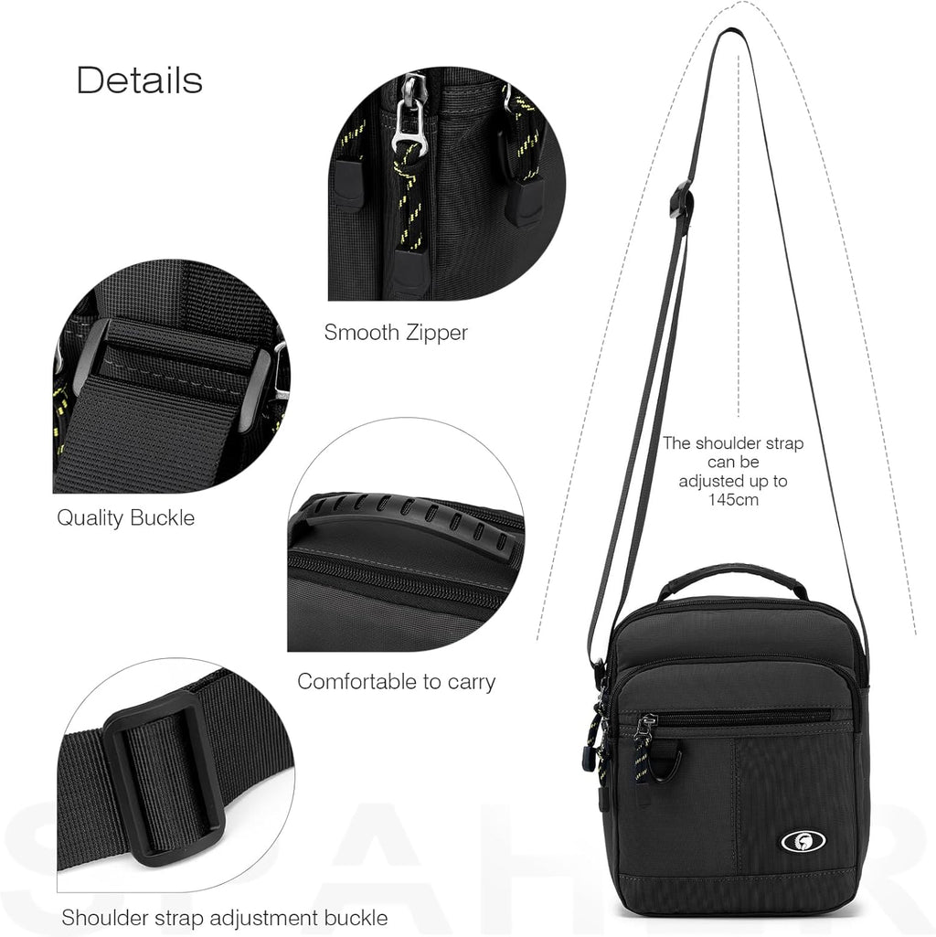 SPAHER Bolsa de tiracolo homem mala de mensageiro homem casual malas de mão nylon impermeável negócio mala cavalheiro malas homem bolsa para iPad Bolsas de couro para homens, Preto, Utilitário