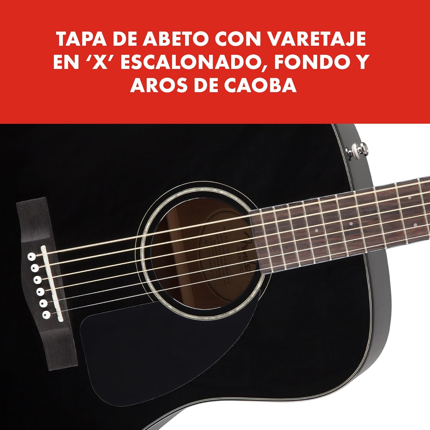 Fender CD-60 Dreadnought V3 DS Guitarra Acústica, Diapasón de Nogal, Negro, Incluye cursos virtuales gratuitos en Fender Play