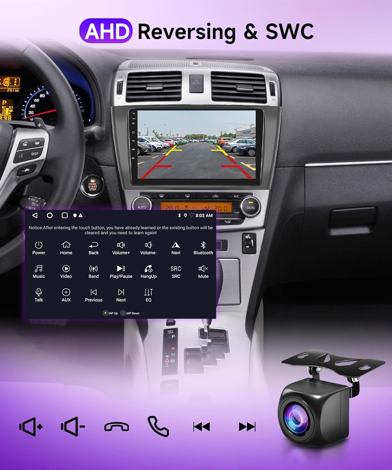 2G+64G Wireless Carplay Android Car Radio for Toyota Avensis 3 T27 2008-2015 9 Inch Car Radio 2 Din with Android Auto GPS Navi WiFi Mirror Link Bluetooth FM/RDS EQ/USB/SWC Rear Camera