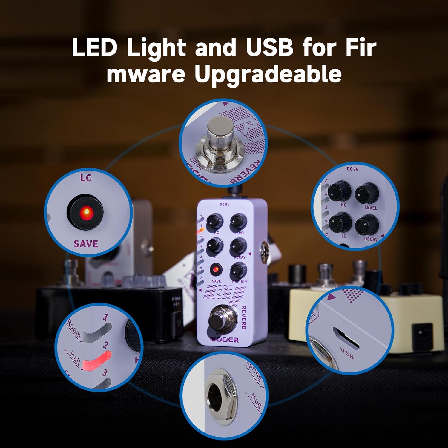 MOOER R7 Guitar Reverb Pedal, 7 Different, Rich and Classic Reverb Types With High Cut, Low Cut, Trail On Function, Buffer Bypass, Storable preset