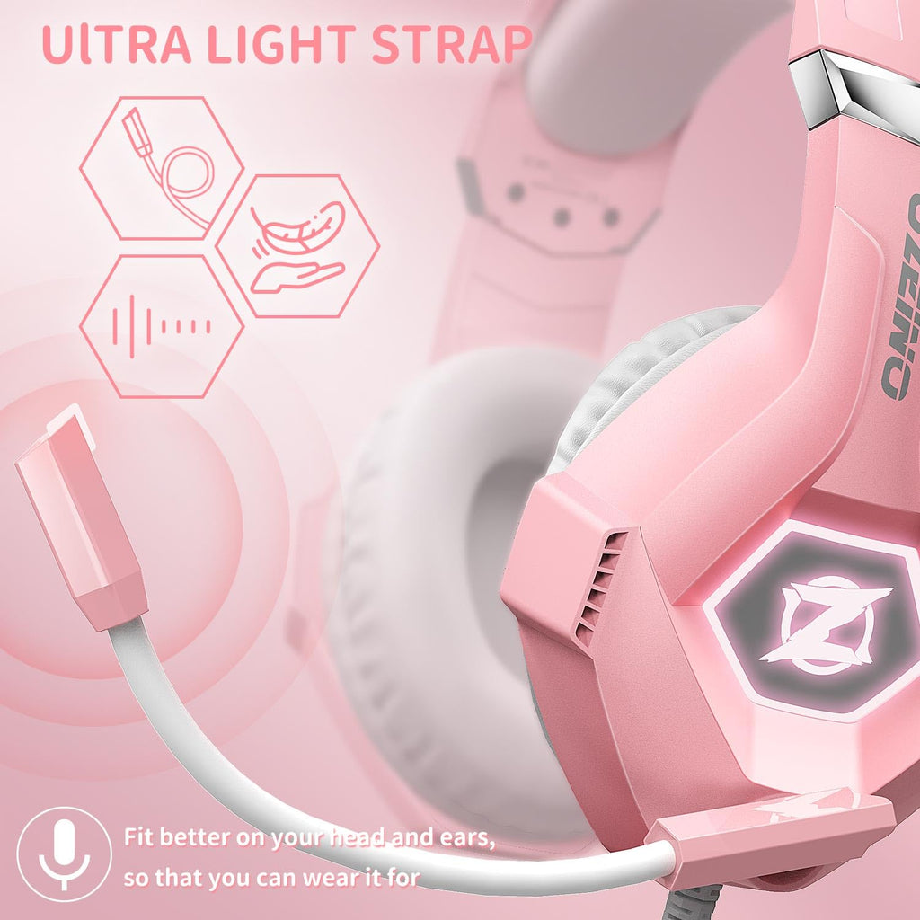 Gaming headset, gaming headset with rotating microphone, RGB light, premium stereo, lightweight comfortable earmuffs, for PS4 PS5 Xbox PC Switch Tablet Laptop 