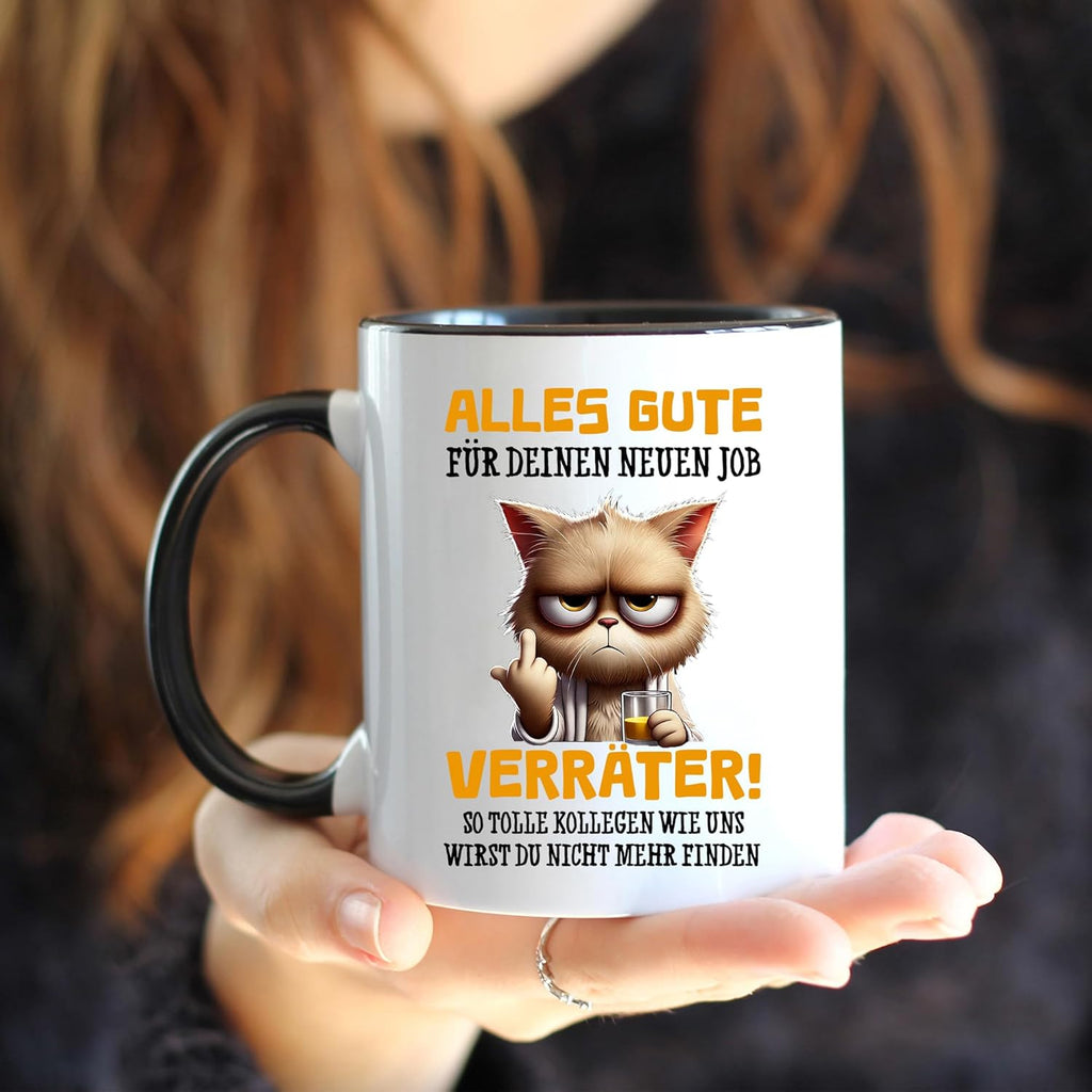 Caneca da colega | Caneca com texto em alemão Alles Gute Für Neuen Job Tasse | Lustige Tassen | Abschiesgeschenk Kollegen | Geschenk zum Abschied - Jobwechsel Abschieesgeschenk für Kollegen (Schwarz)