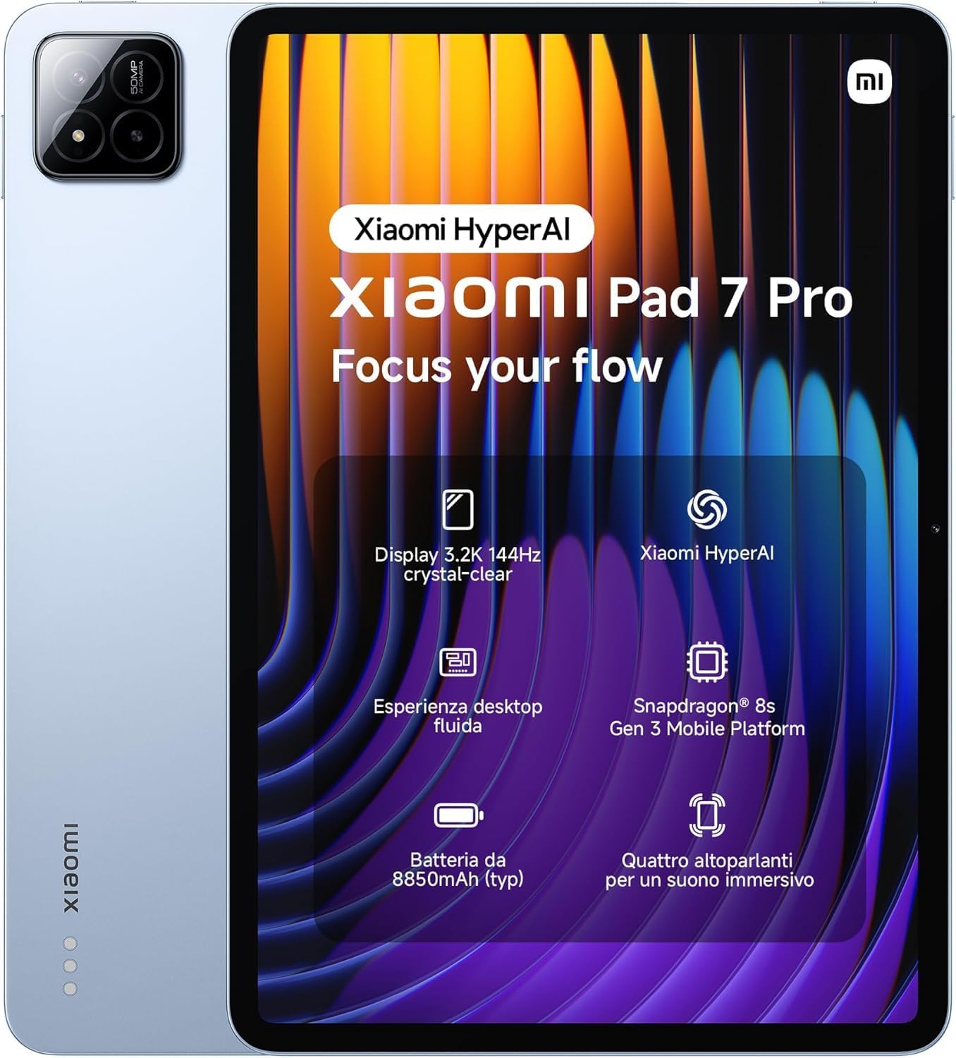Xiaomi Pad 7 Pro Ai WiFi Version Global (No Calls or Text) 11.2 inches 3.2K 144Hz 8850mAh Bluetooth 5.4 Four Speakers 50 Mp Cam Model 24091RPADG (Blue, 512GB + 12GB)