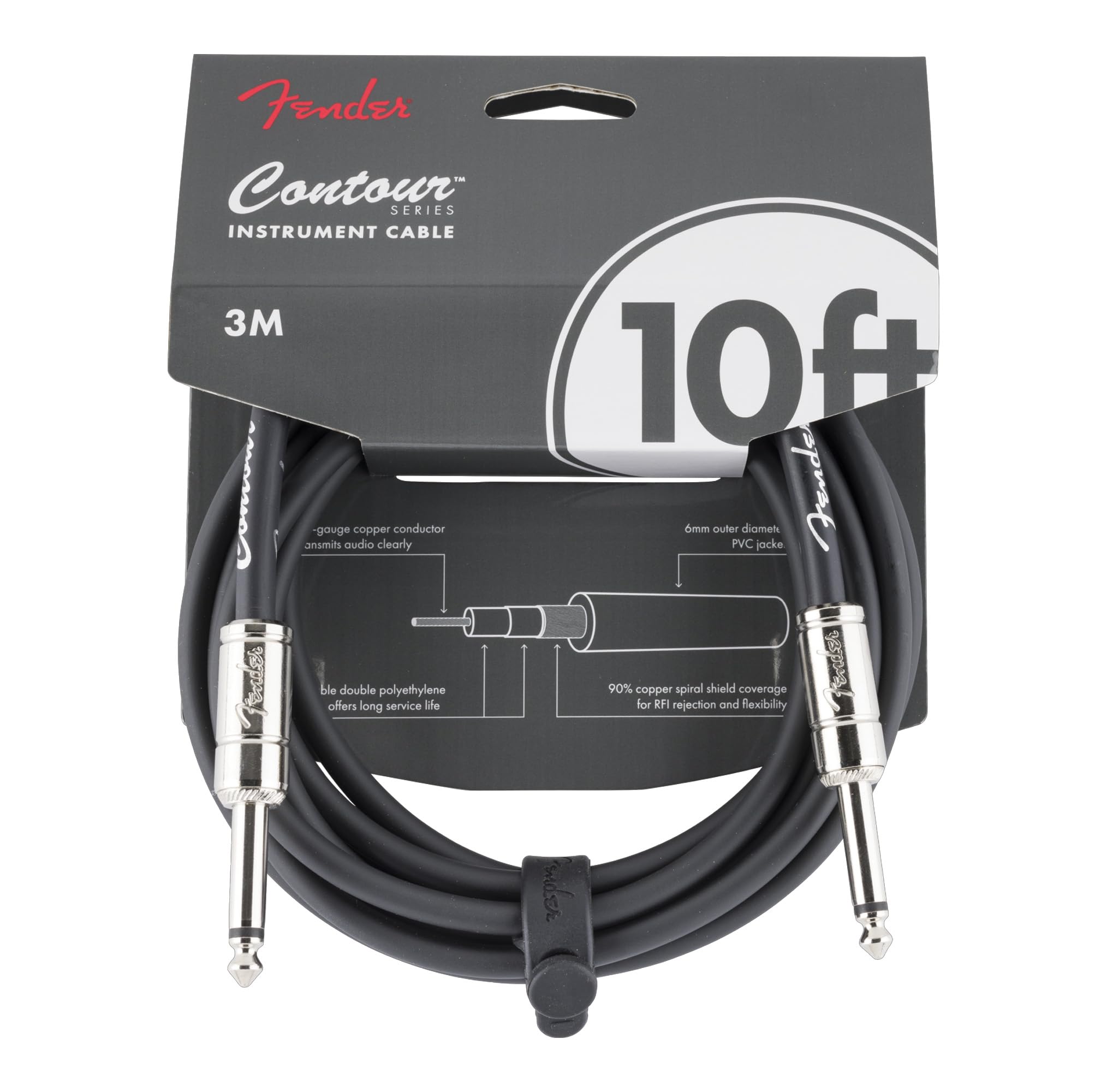 Fender Cables para instrumento serie Contour™(10FT STR/STR) Lake Placid Blue